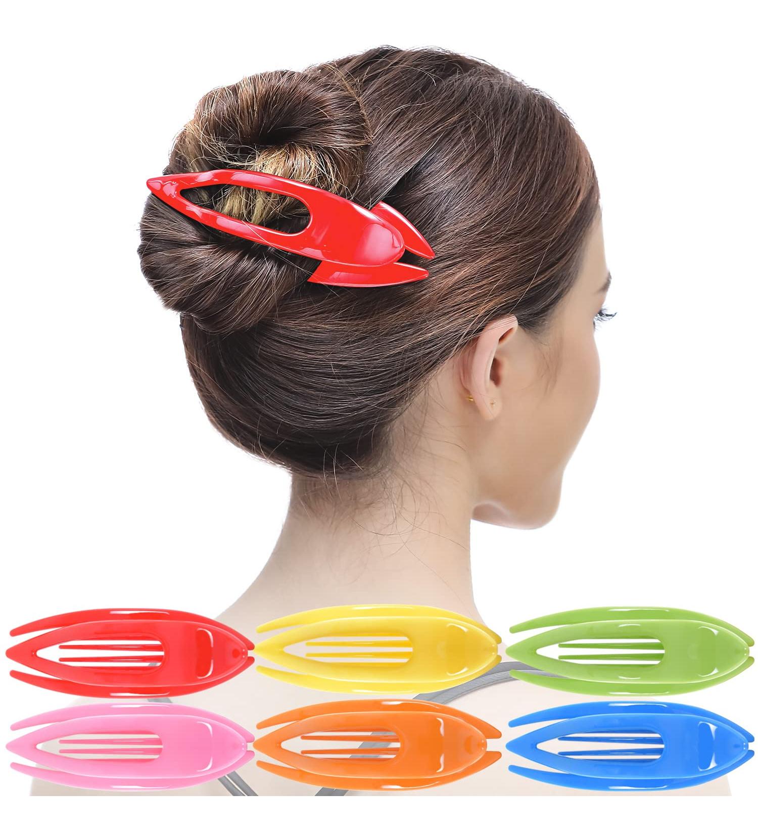 High-Quality RC Roche 6-Piece French Curved Hair Clips for Women & Girls - Firm Hold No Slides Rainbow Colors - Buy Online on GoSupps.com
