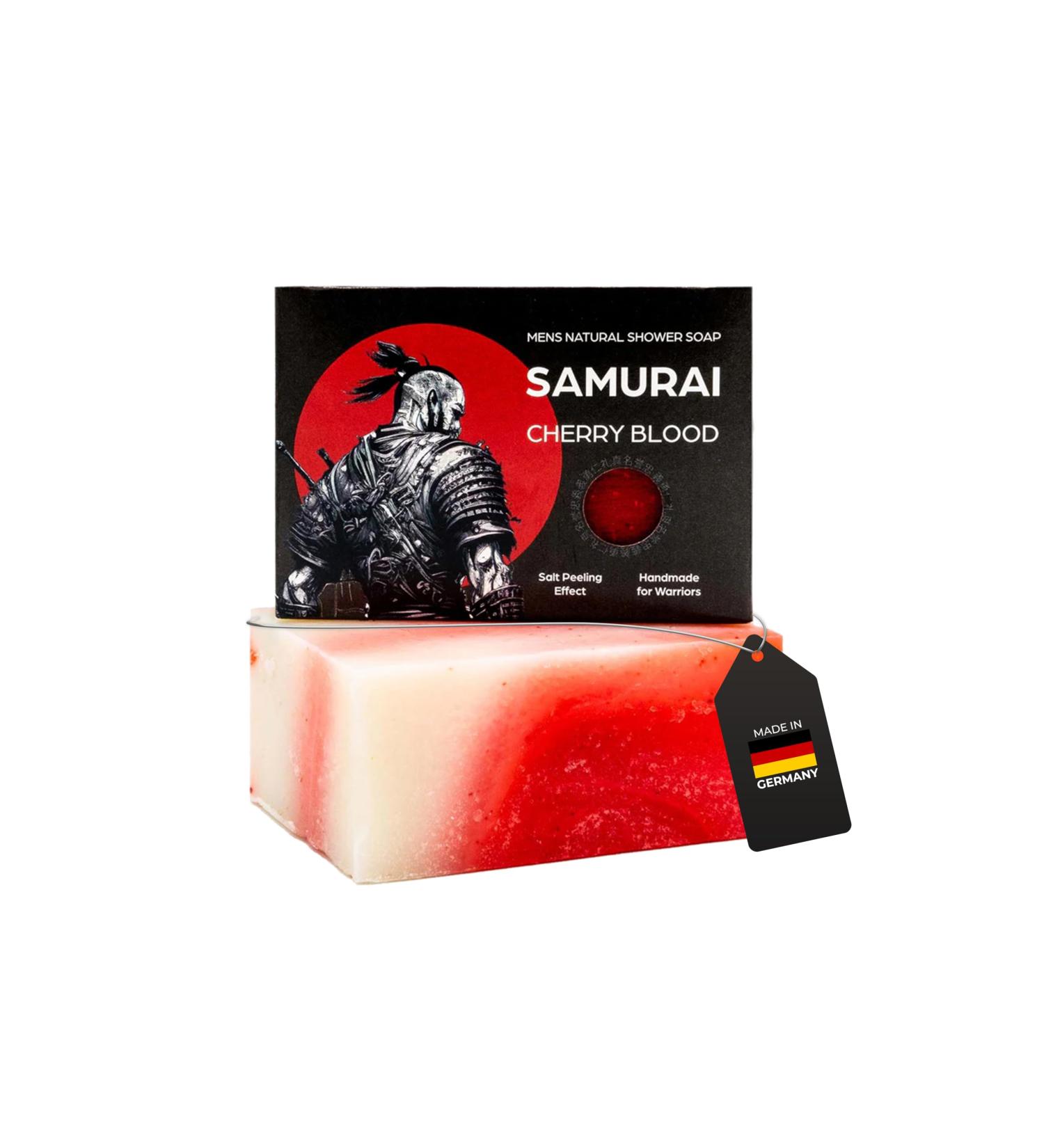 Samurai Cherry Blood Exfoliating Soap for Men and Women Natural Cosmetic 100g No Chemical Additives Vegan Cruelty Free Meduna - Buy Online on GoSupps.com
