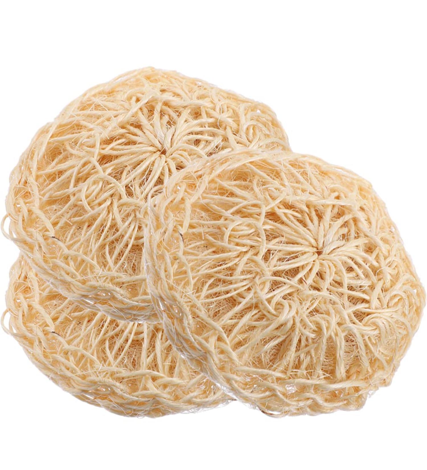 Beavorty Handwoven Sisal Loofah Set - Exfoliating Face Scrubber & Bath Shower Pouf - 3pcs Natural Loofah Sponges 13x13cm - Buy Online on GoSupps.com