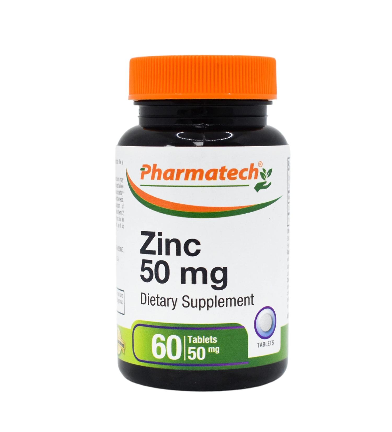 Pharmatech Zinc 50mg Immune Support Supplement - Chelated Gluconate Mineral Antioxidant for Men and Women - 60 Easy-to-Swallow Tablets - Buy Online on GoSupps.com