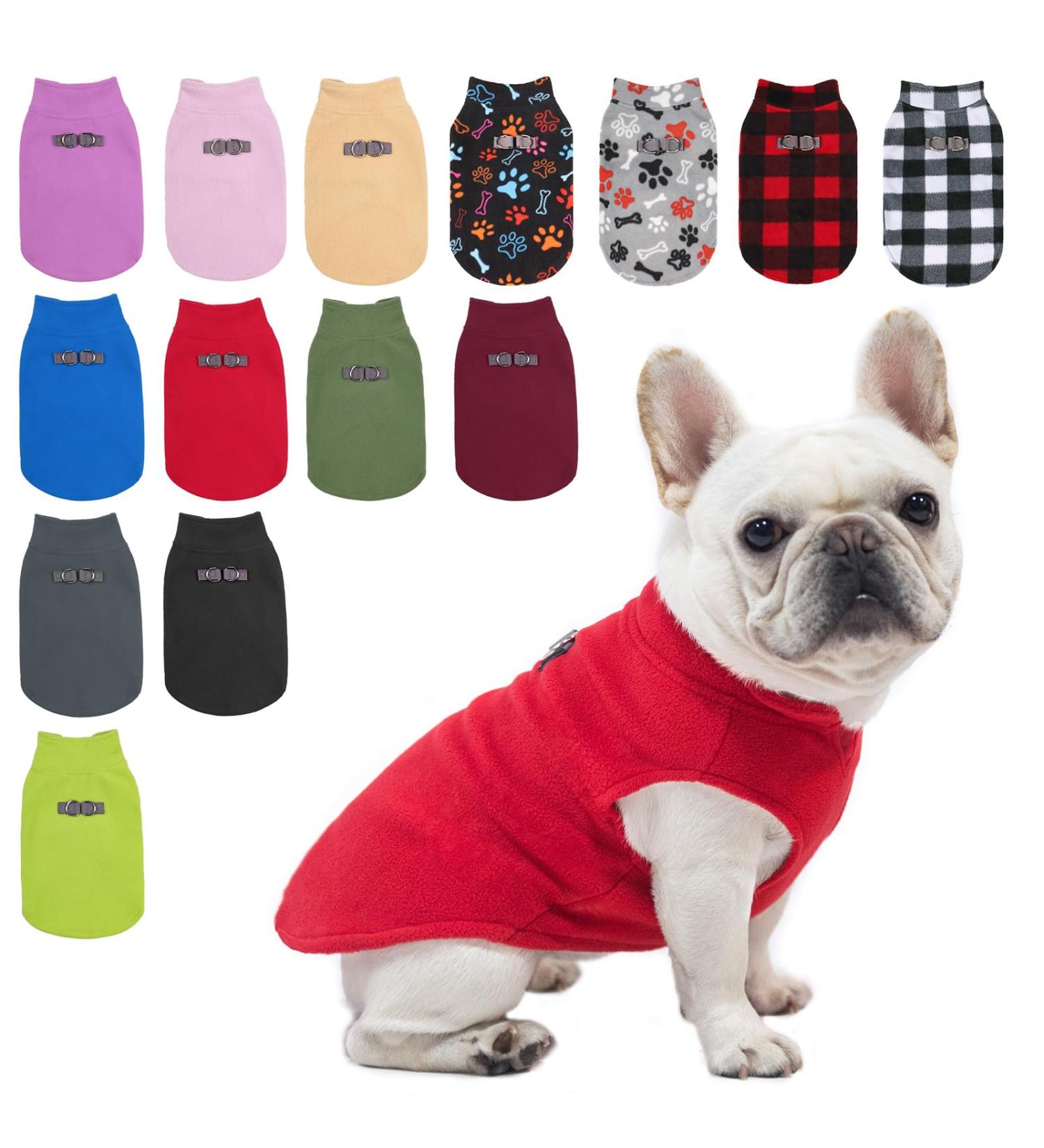 BEAUTYZOO Dog Fleece Vest Sweater Winter Jacket with D-Ring Leash | XS Red - Buy Online on GoSupps.com