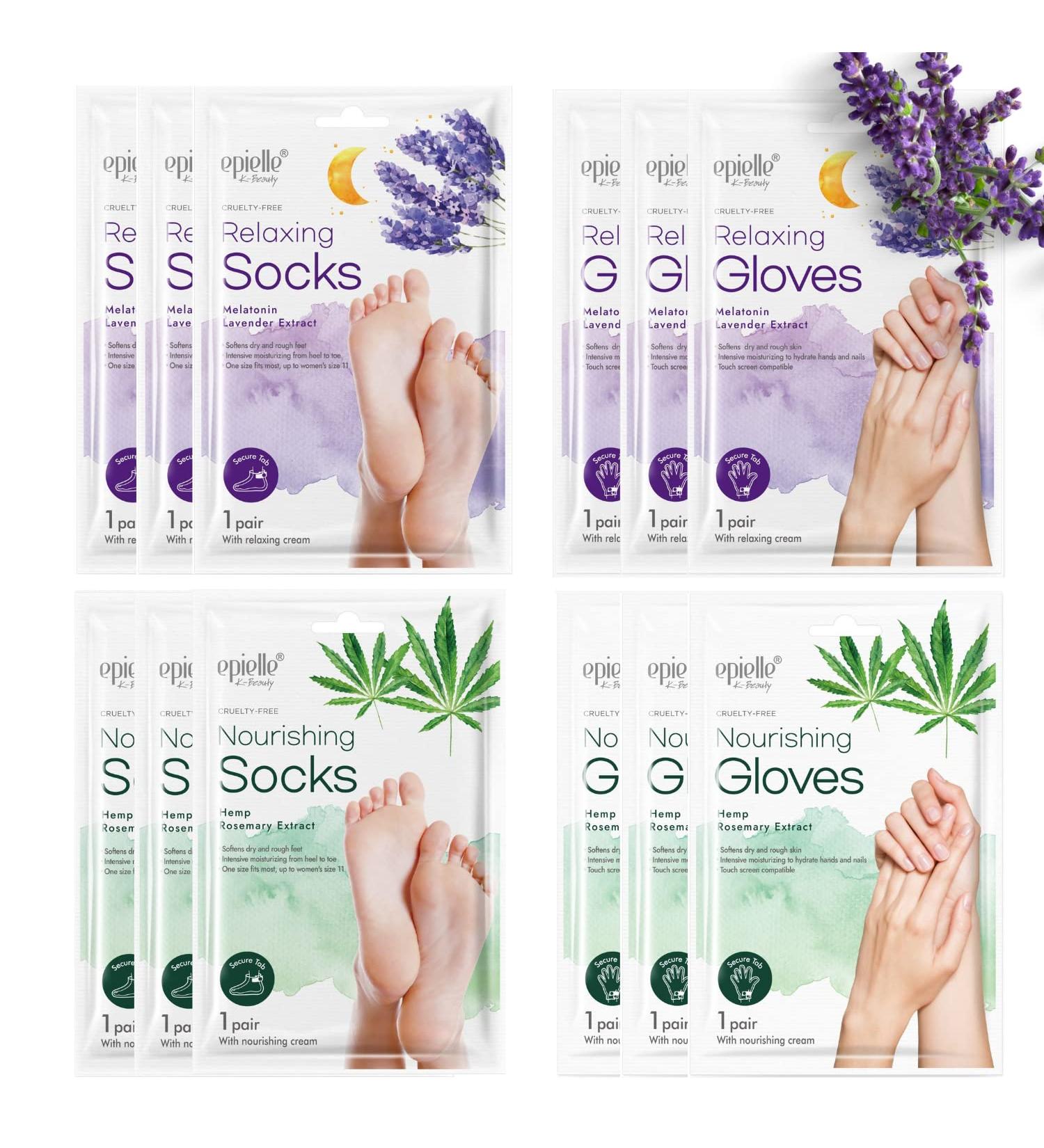 New Epielle Lavender Socks and Gloves Gift Set for Women | Moisturizing Cream & Lotion | 12 Pack Spa Beauty Gifts | Mother's Day Gift - Buy Online on GoSupps.com