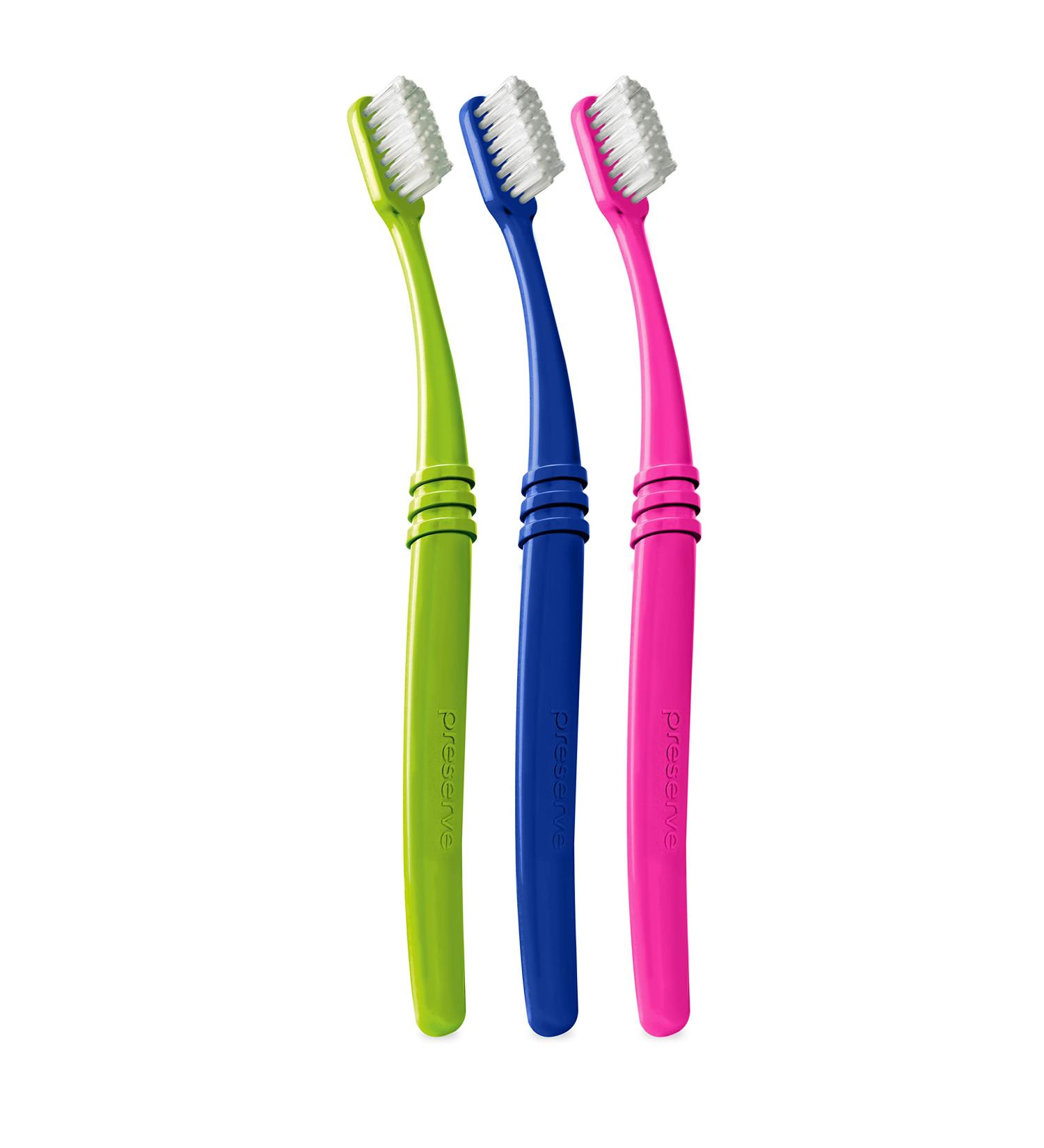 Eco-Friendly Adult Toothbrushes Made in USA from Recycled Plastic - Ultra Soft Bristles - 3 Pack - Buy Online on GoSupps.com