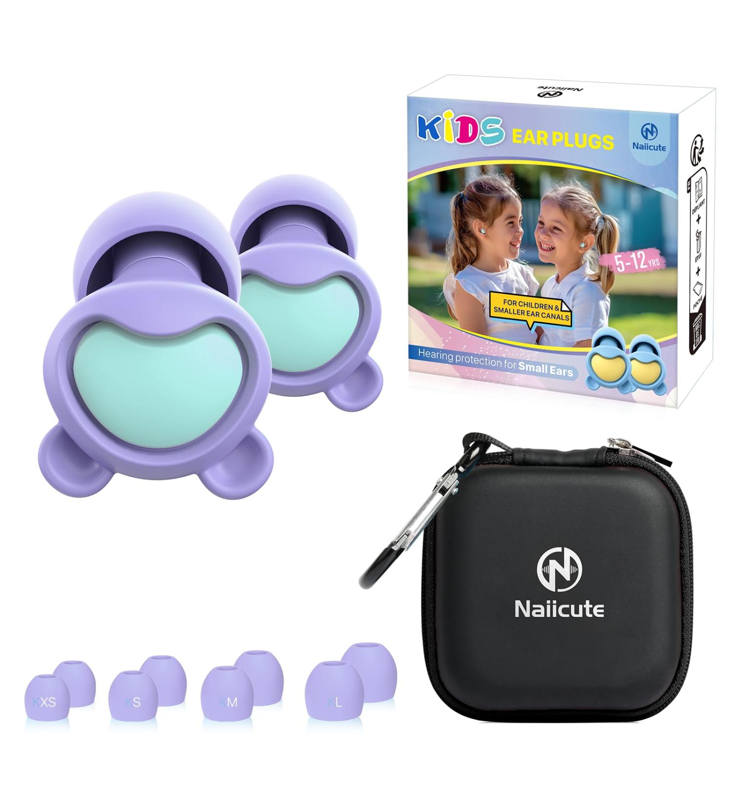 Kids Ear Plugs (5-12 yrs) -Reusable Earplugs for Focus Travel Concerts Socializing Sports Events Sleep Noise Sensitivity 8 Ear Tips in XS/S/M/L -26dB Noise Reduction Children Small Plugs PLGN Purple+green - Buy Online on GoSupps.com