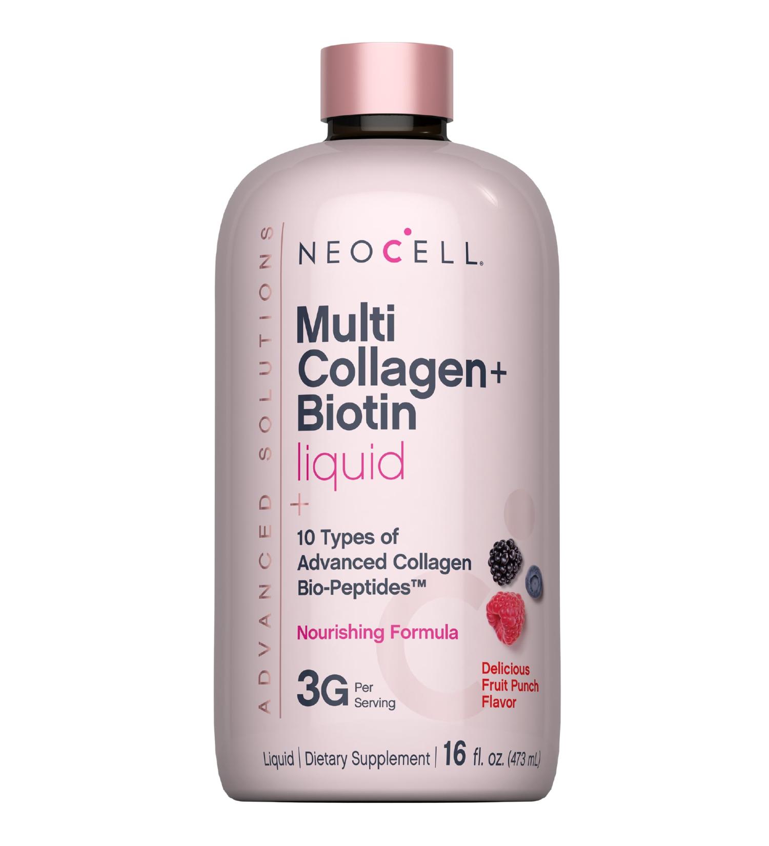 NeoCell Liquid Multi Collagen Peptides | 16 fl oz | with Biotin | Advanced Nourishing Formula | 10 Types of Bio-Peptides | Hair Skin & Nails | for Women and Men - Buy Online on GoSupps.com