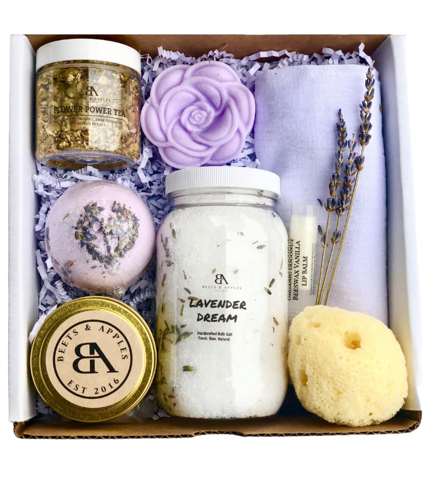 Deluxe French Lavender Aromatherapy Spa Gift Basket - Handmade in USA | Relaxation Spa Kit for Women | Perfect Gifts for Mom, Friends & More - Buy Online on GoSupps.com