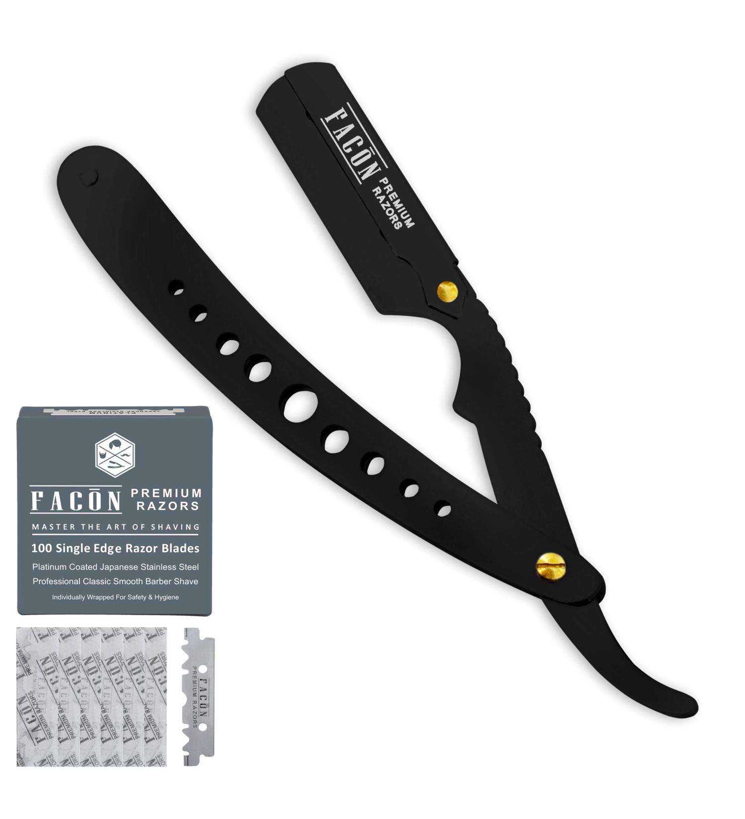 100 BLADES + Facn Professional Classic Straight Edge Barber Razor - Salon Quality Shavette - Buy Online on GoSupps.com