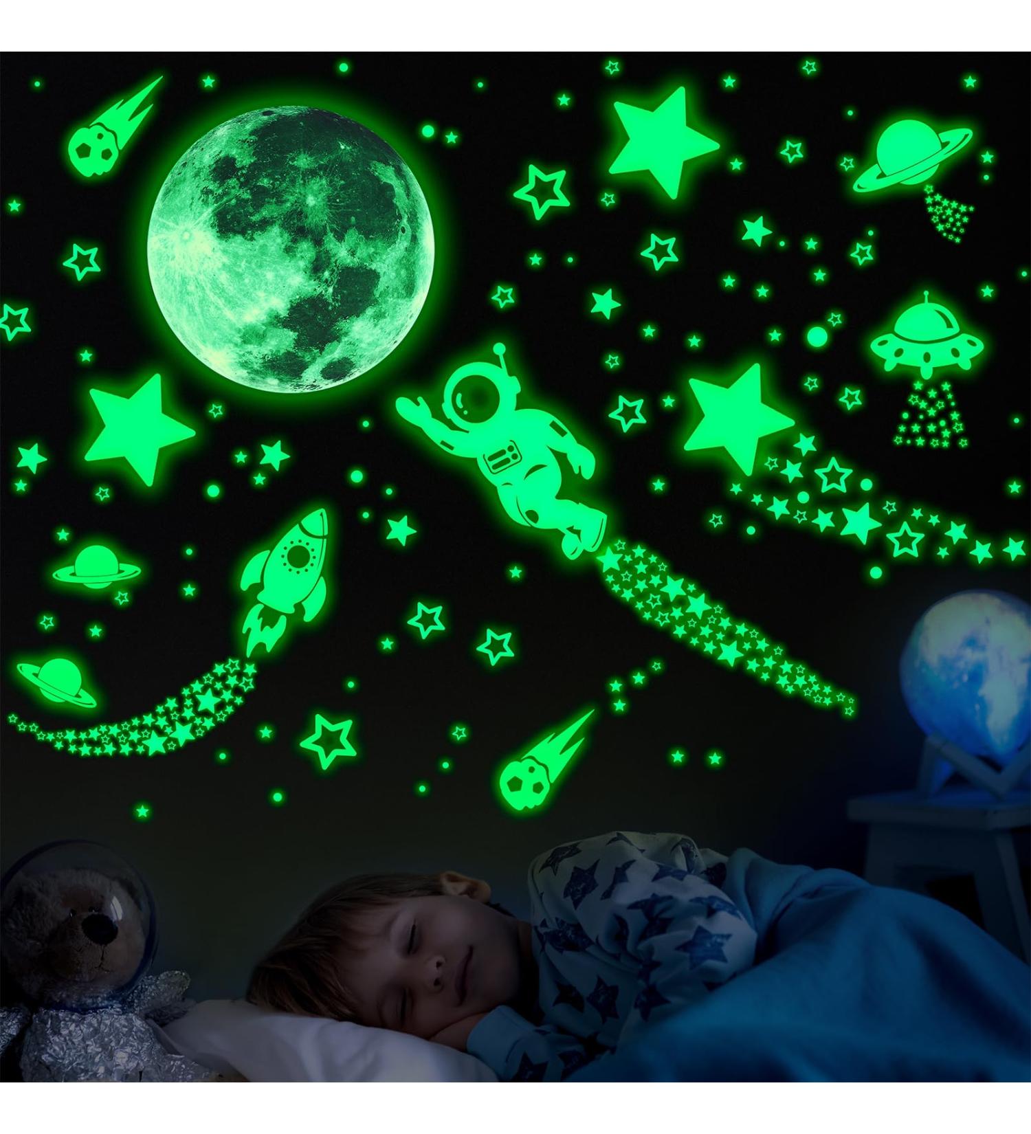1503pcs Green Glow in The Dark Stars Wall Stickers | Realistic 3D Luminous Stars for Ceiling and Walls | DIY Adhesive Stickers for Baby Bedroom Decoration - Buy Online on GoSupps.com