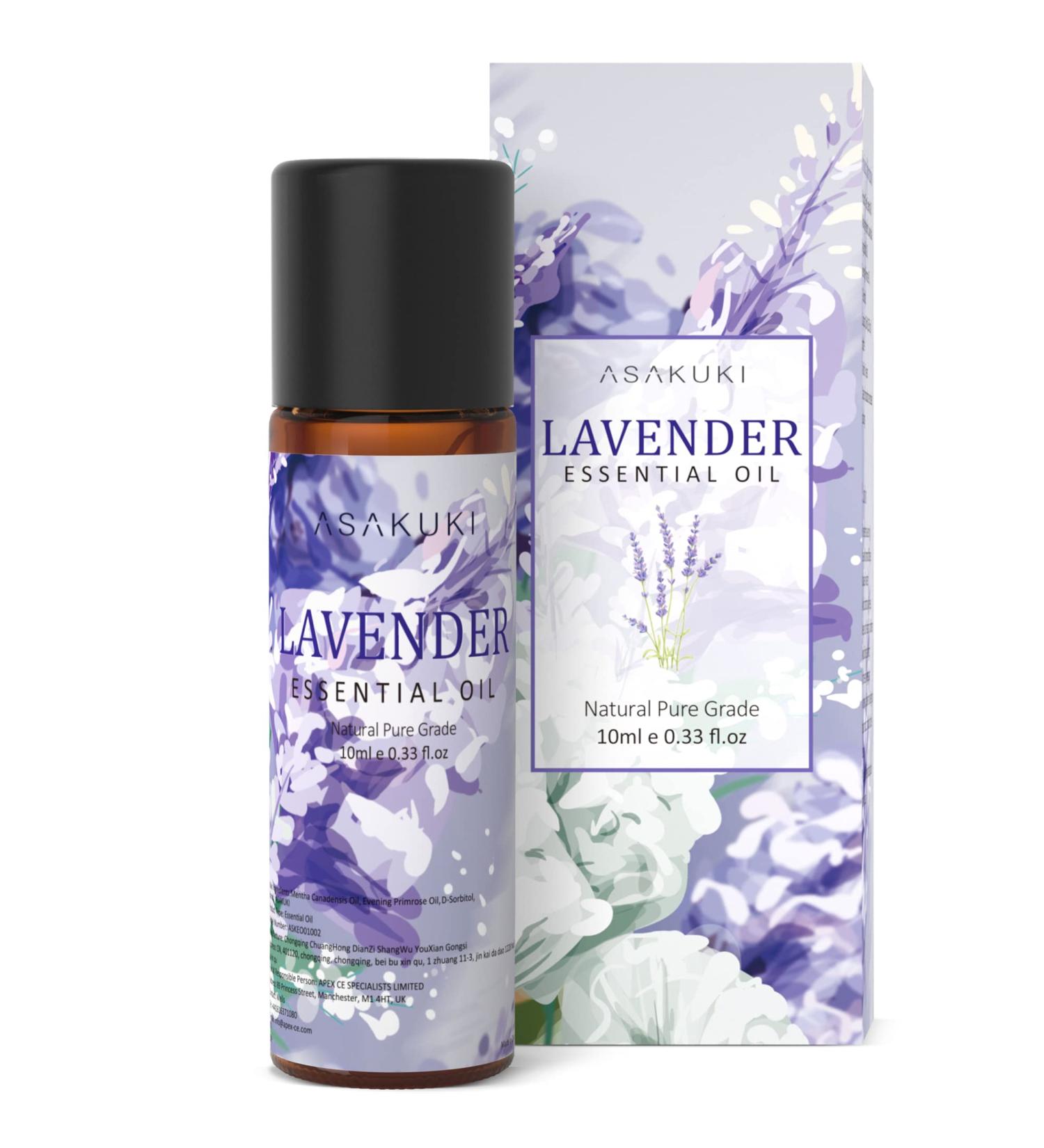 ASAKUKI Lavender Essential Oil 10mL - Natural Therapeutic-Grade Aromatherapy Oil for Diffuser and Sleep, Scented Relaxing Oil - Perfect Gift Idea - Buy Online on GoSupps.com