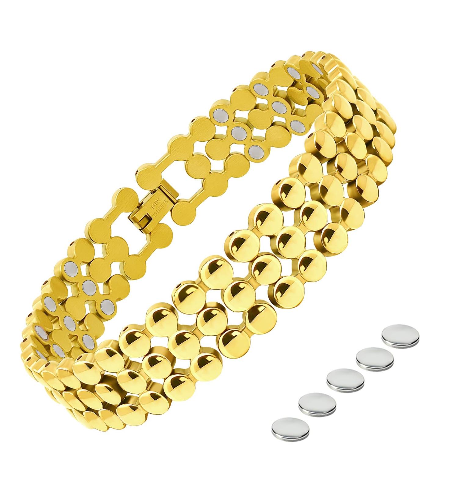 JEROOT 3X Strength Magnetic Bracelet for Women - Titanium Steel Gold Adjustable (3500 Gauss) - International Shipping Available - Buy Online on GoSupps.com