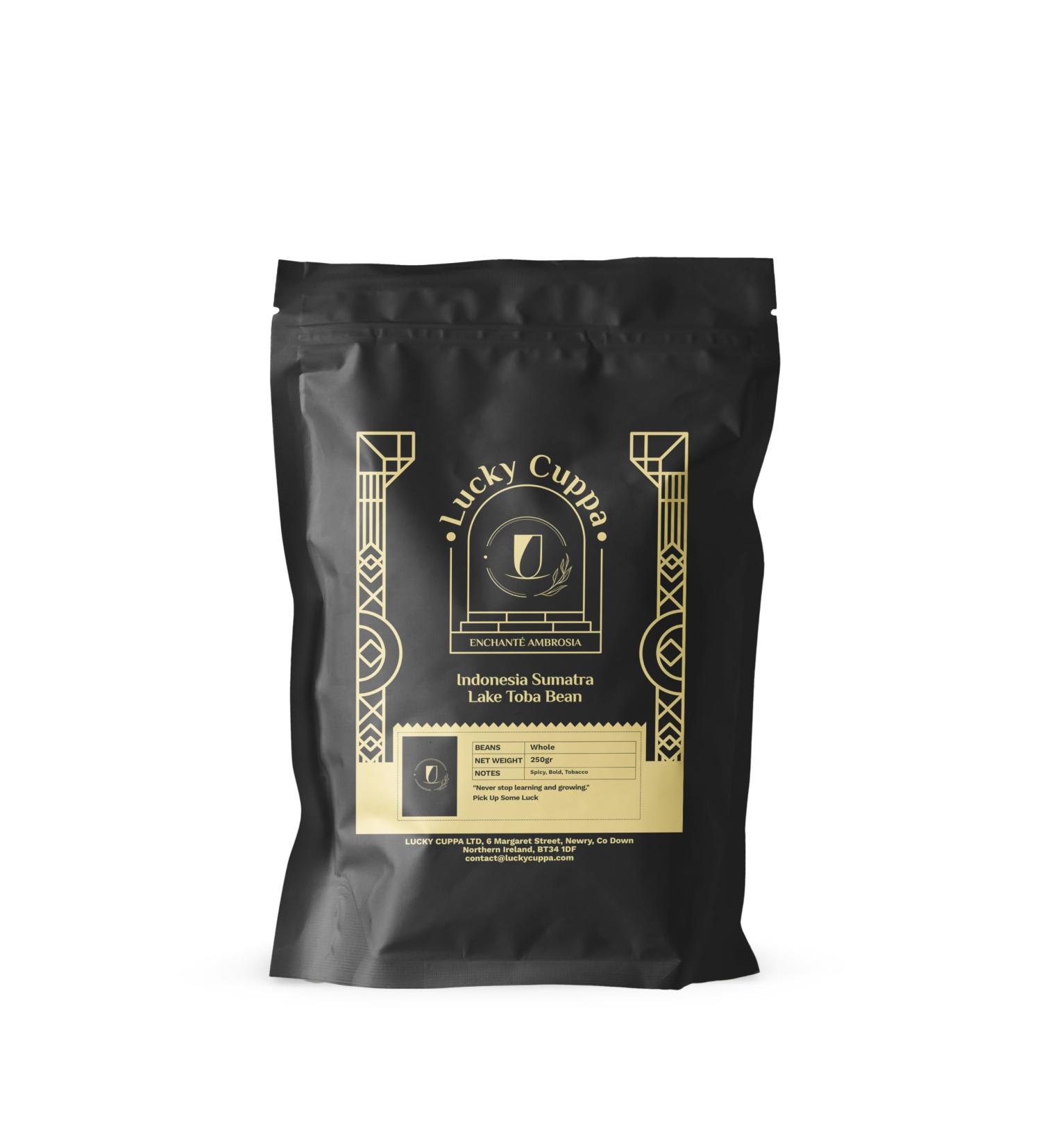 Lucky Cuppa Indonesia Sumatra Lake Toba Bean - Medium Roast Whole Coffee Beans - Perfect Coffee Gifts for Coffee Lovers - Coffee Beans 250g - Buy Online on GoSupps.com