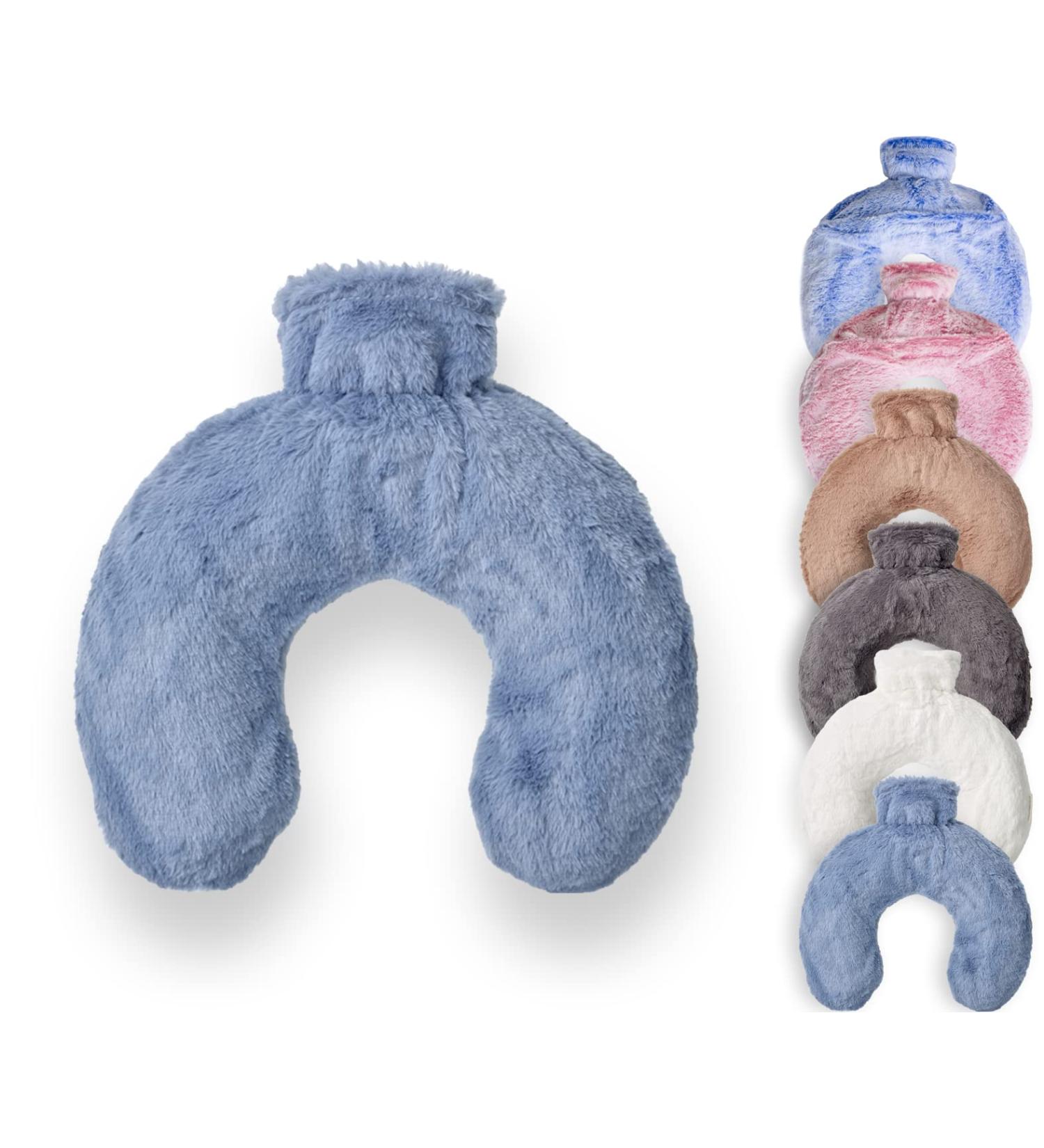 Luxury Sapphire Blue Hot Water Bottle with Soft Faux Fur Cover 1.8L Capacity - Buy Online on GoSupps.com