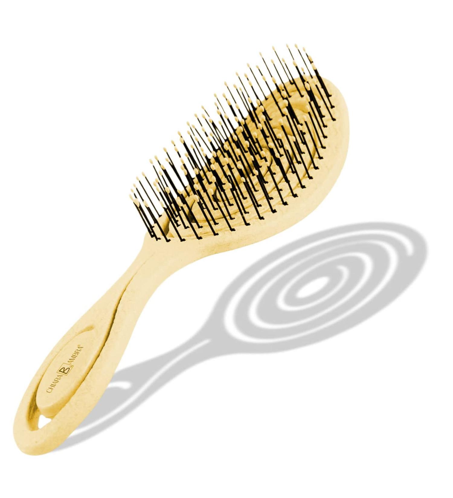 Chiara Ambra Spiral Hairbrush - Eco-Friendly Yellow Hair Brush for Curls & Long Hair | Scalp Massage Brush for Women Men & Children - Buy Online on GoSupps.com