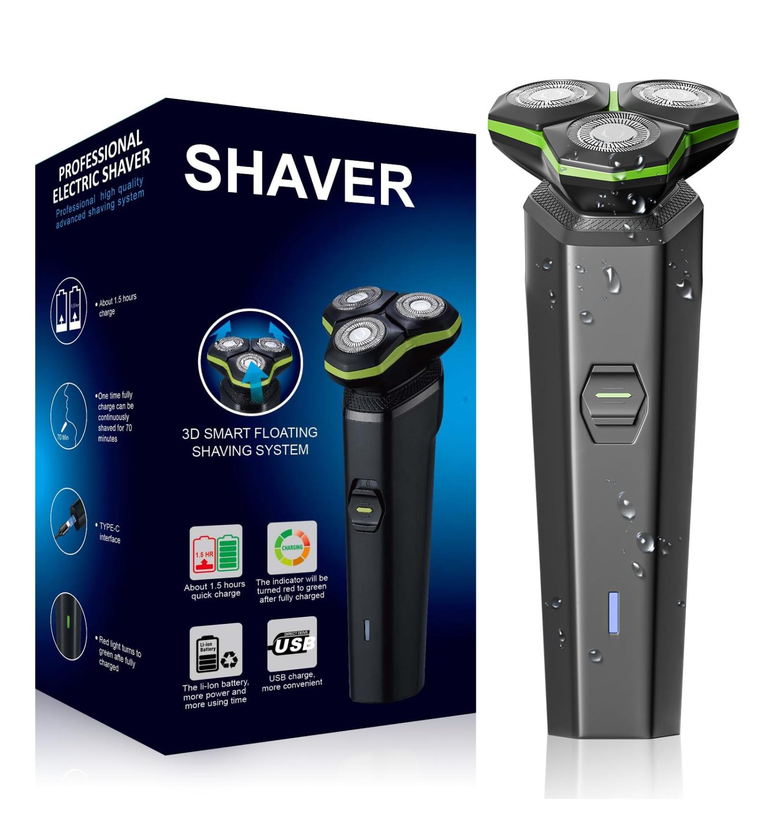 Electric Razor for Men - Electric Shavers for Men with Magnetic Detachable Head 3D Floating Head Type-C Charging Wet & Dry Use Ideal for Travel Office Black - Buy Online on GoSupps.com