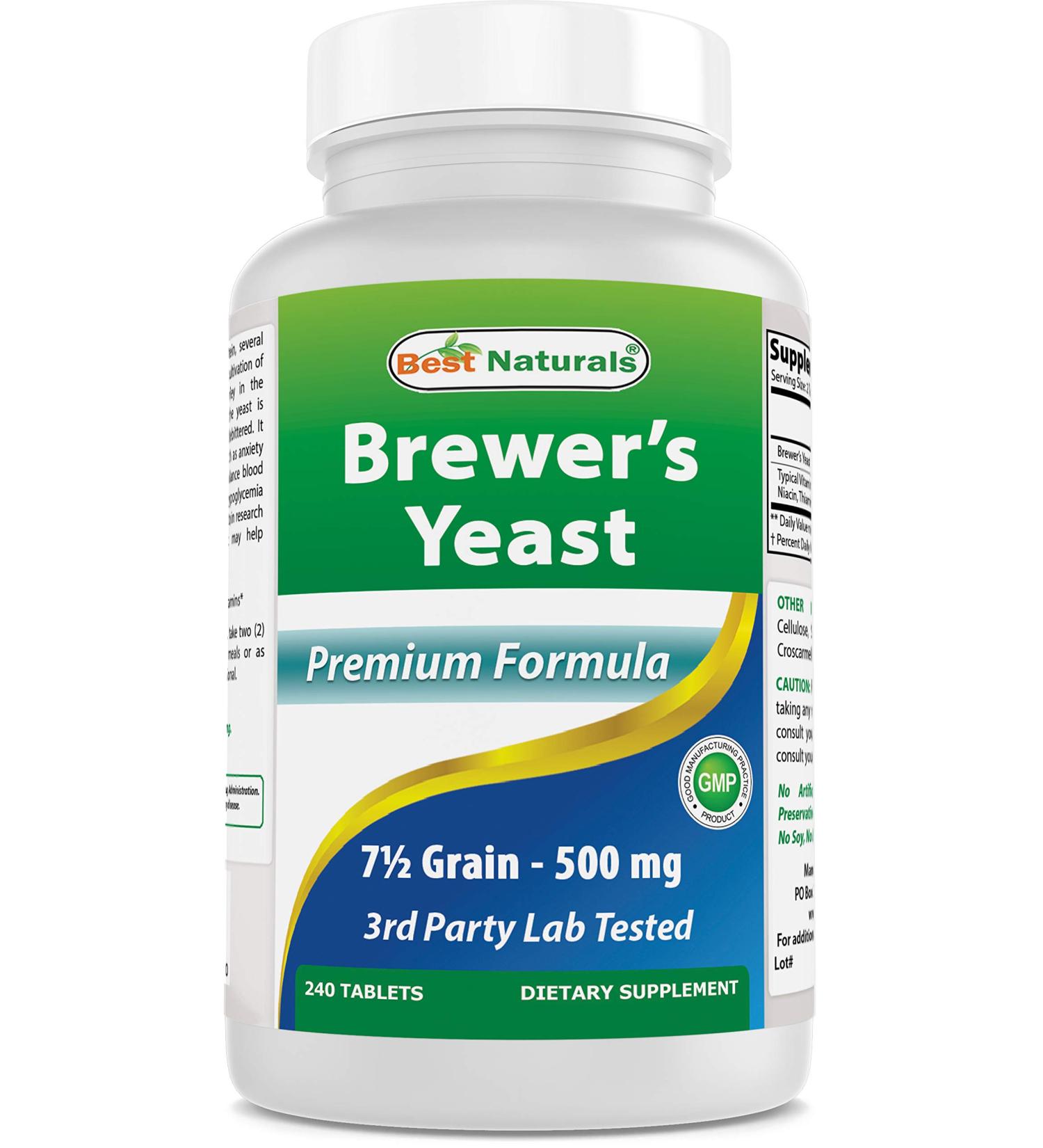 Best Naturals Brewers Yeast 500mg 240 Tablets - 3rd Party Lab Tested for Quality & Purity | 1000mg Serving | 240 Count (Pack of 1) - Buy Online on GoSupps.com