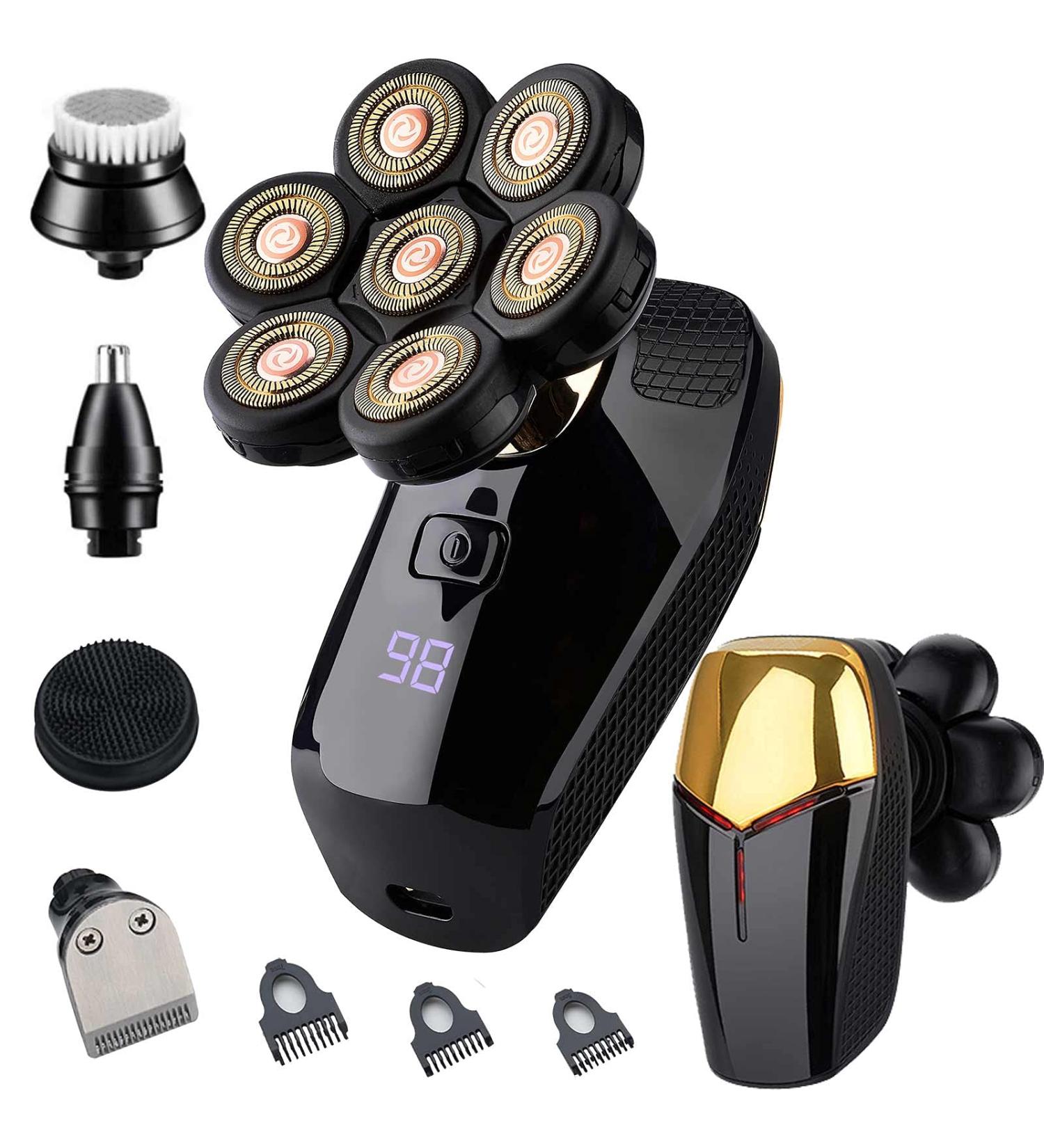 Best Head Shavers for Bald Men - 5 in 1 Electric Rotary Grooming Kit Rechargeable & Waterproof - Buy Online on GoSupps.com