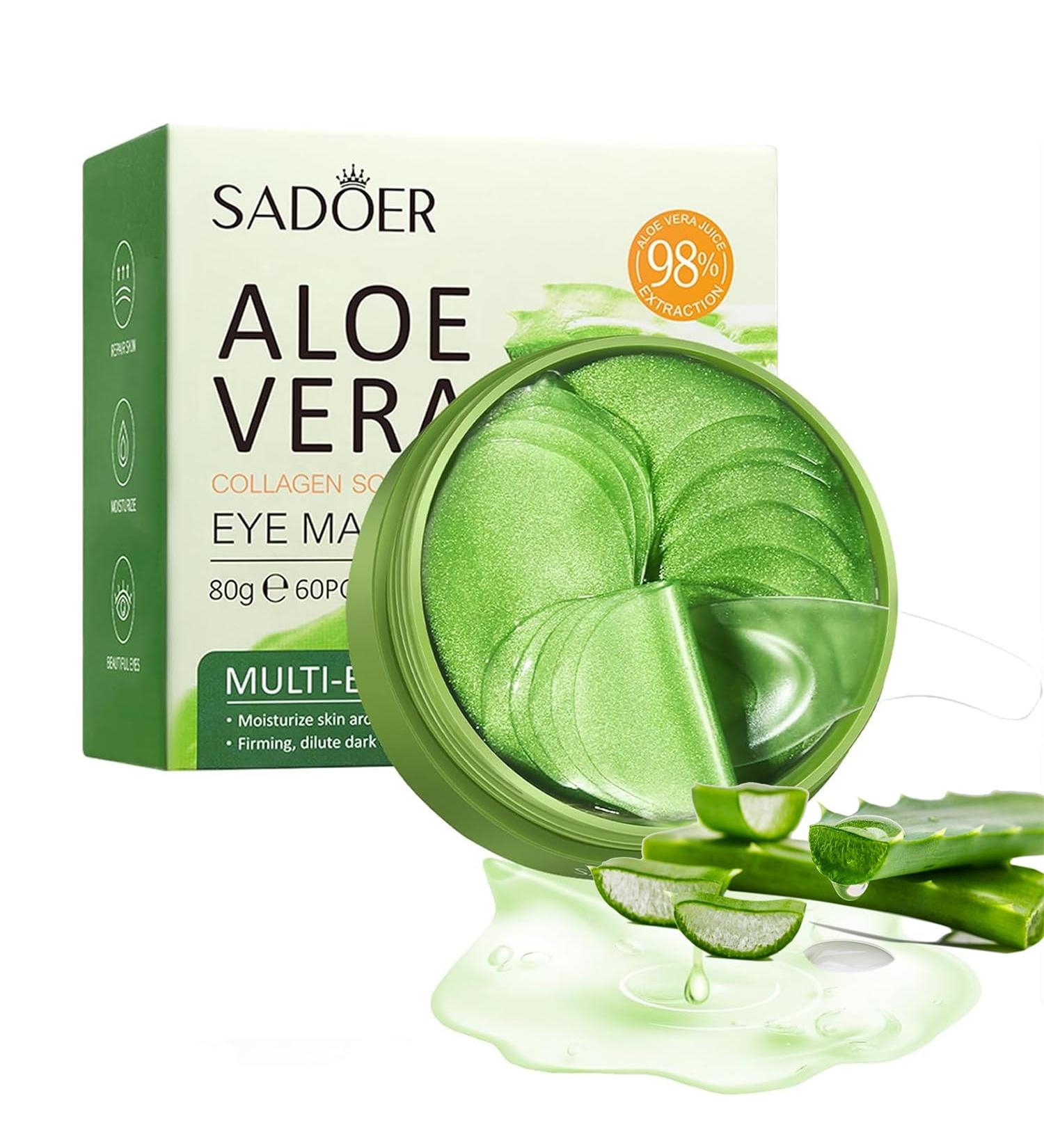 Aloe Vera Eye Masks - 60 PCS Under Eye Patches for Puffy Eyes & Dark Circles - Hydrating Gel Pads to Reduce Wrinkles & Improve Skin Firmness - Buy Online on GoSupps.com