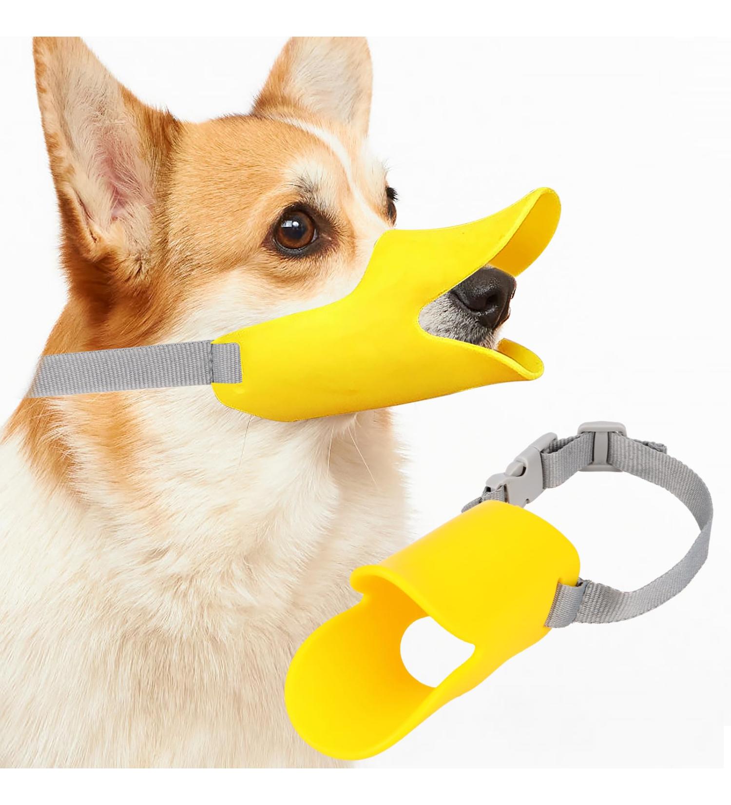 Buy Cute Duck-Shaped Dog Muzzle | Soft Adjustable Silicone Anti-Bite & Anti-Eating for Small & Medium Dogs - Buy Online on GoSupps.com