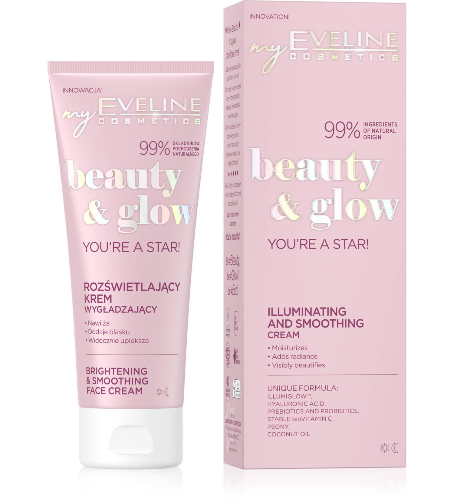 Eveline Cosmetics Beauty & Glow Illuminating Smoothing Cream - 75 ml | Hydrating & Radiant Skin | International Shipping - Buy Online on GoSupps.com