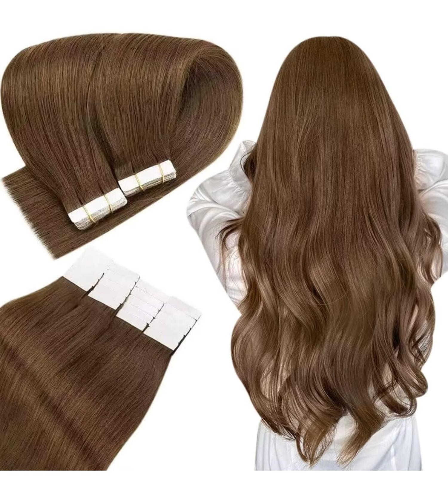 Buy Medium Brown 20 Inch Tape In Human Hair Extensions - 50g #4 - Ship Internationally - Buy Online on GoSupps.com