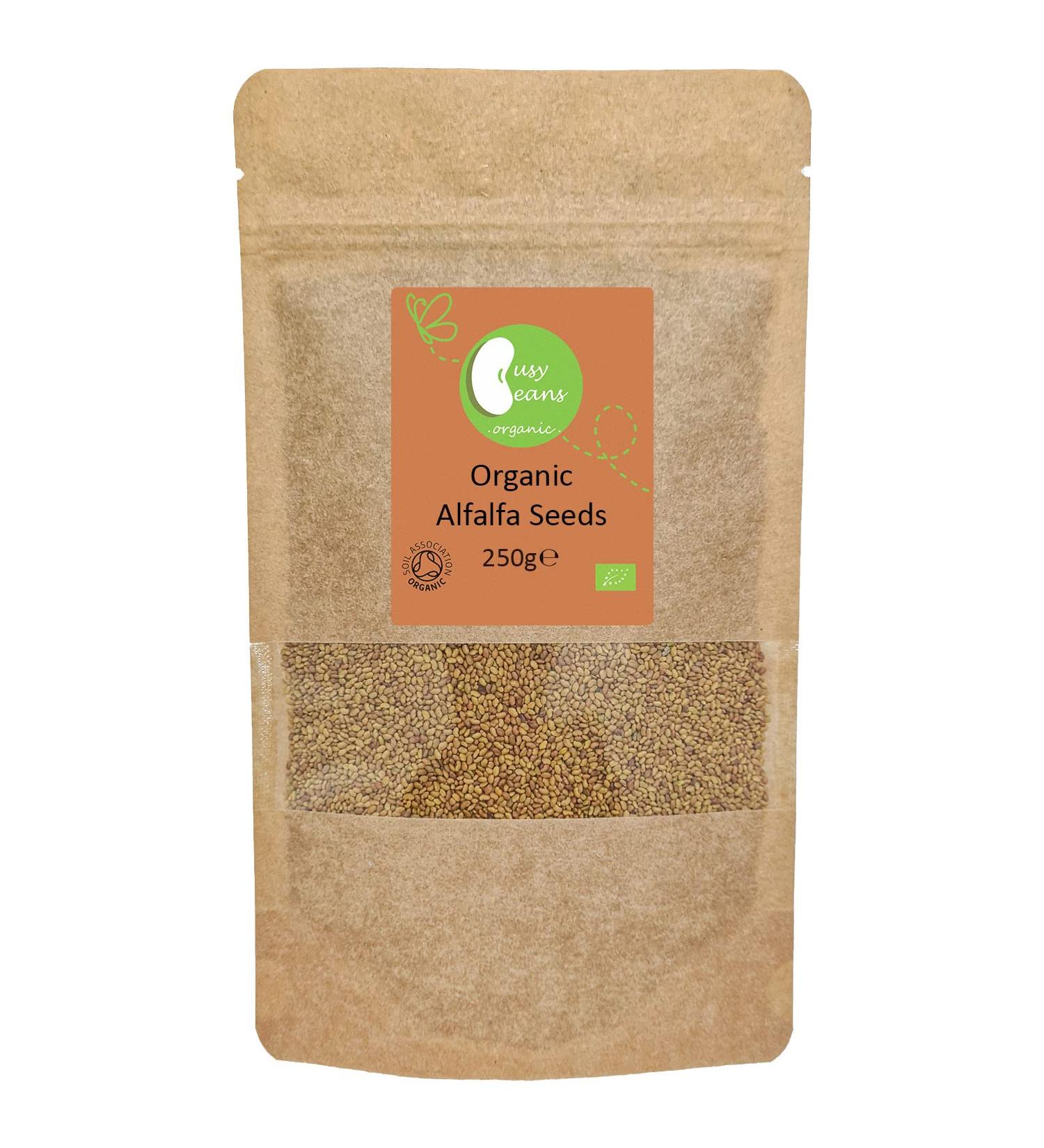 Organic Alfalfa Seeds (Sprouting) - Certified Organic - by Busy Beans Organic (250g) - Buy Online on GoSupps.com