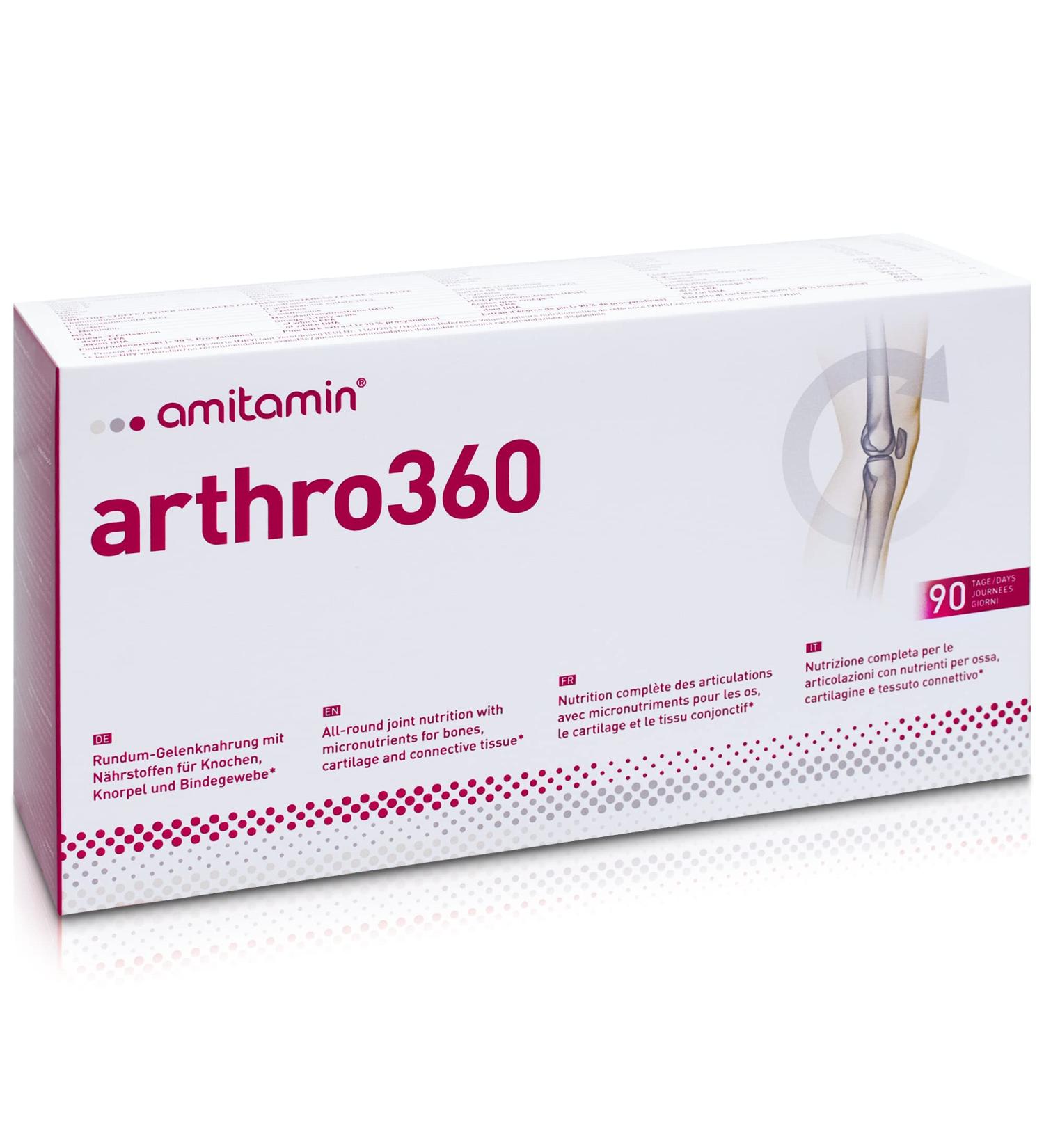 Amitamin Arthro360 - 360 Capsules for Joints & Bones | German Pharmacy Quality with Glucosamine Chondroitin & MSM - 15 Nutrients | Individually Packaged - Buy Online on GoSupps.com