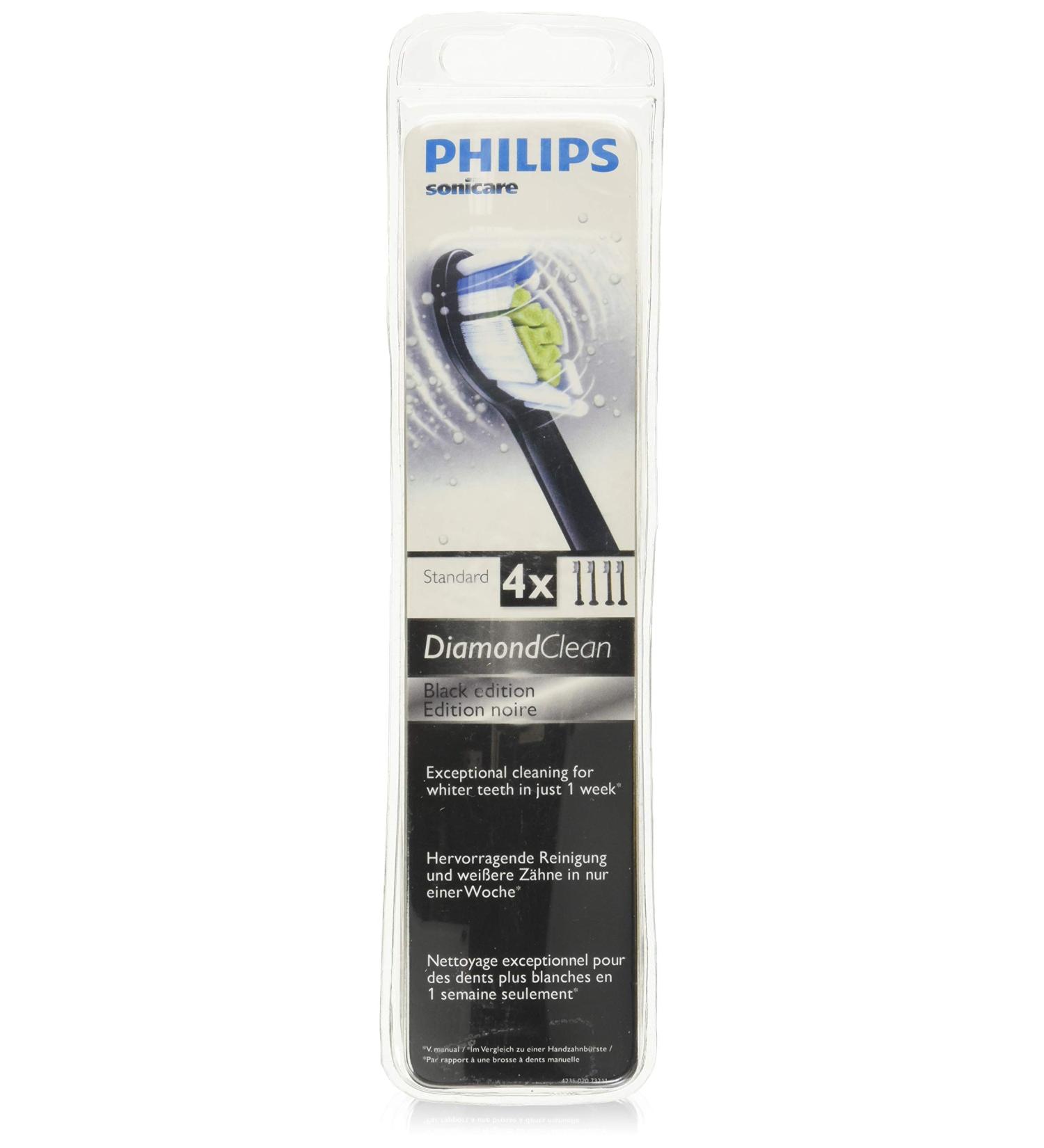 Philips Sonicare DiamondClean HX6064/94 Black 4-pk Toothbrush Heads - Genuine Replacement - Buy Online on GoSupps.com