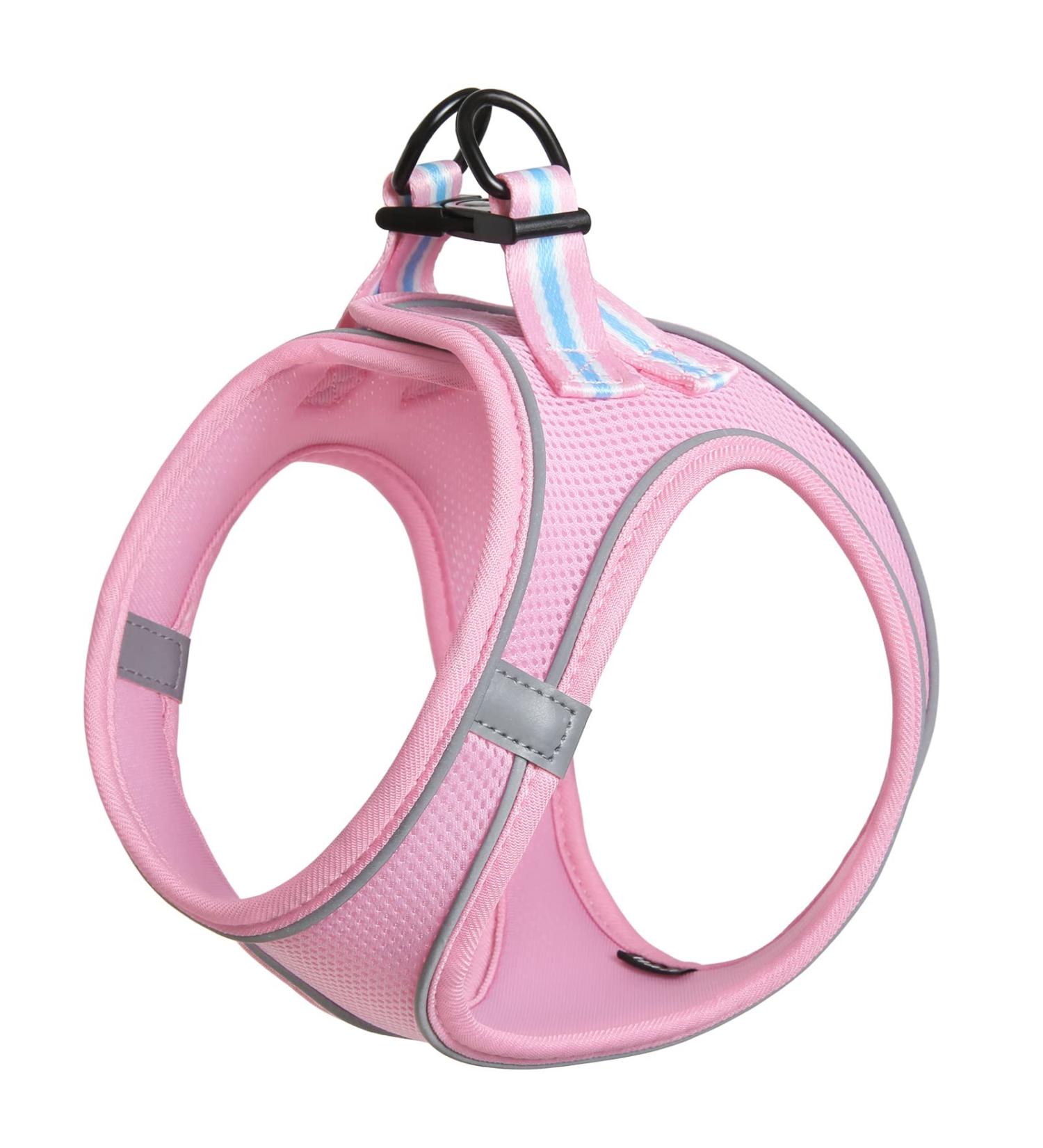 Heele Small Soft Dog Dishes & Adjustable Harness Vest - Air Mesh Reflective Pink XS | Safe for Walking Running Training - Buy Online on GoSupps.com