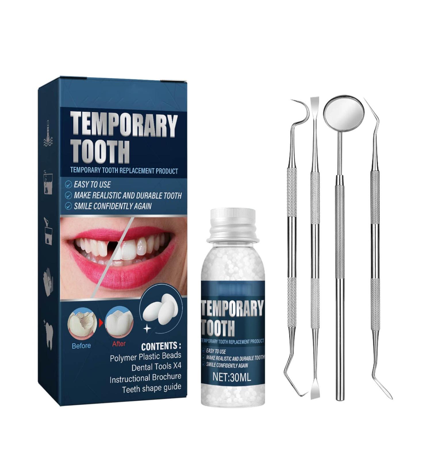 Buy WTTFC Provisional Dentures & Temporary Tooth Repair Set - Fake Tooth Veneers & Degradable Adhesive Pearls for Missing Teeth - Buy Online on GoSupps.com