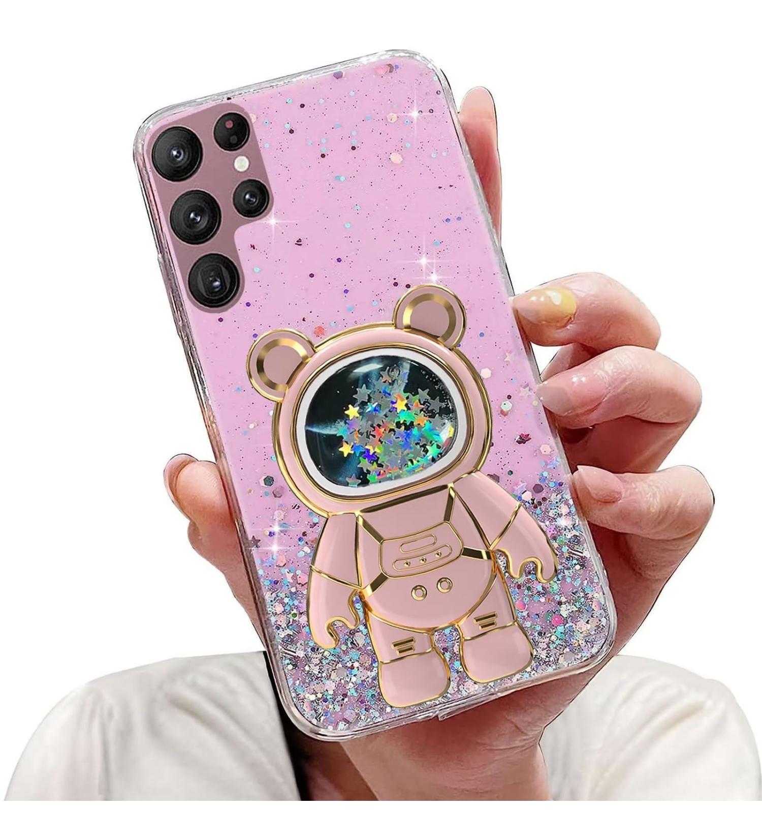 Tivenfezk Nadoli for Samsung Galaxy S21 Ultra - Cartoon Glitter Astronaut Hidden Stand Soft Silicone Shell | Bling Mobile Phone Case - Buy Online on GoSupps.com