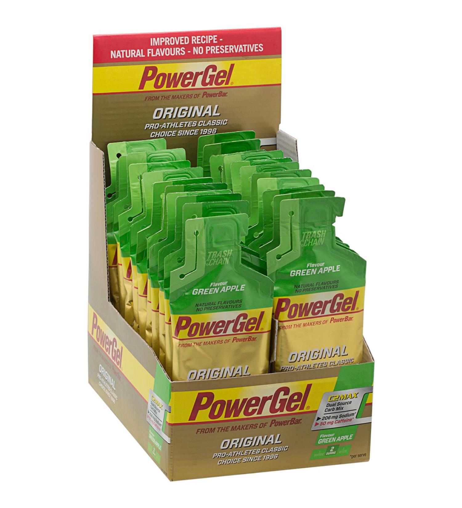 Power Gel Original with Carbohydrates & Caffeine | 24 x 41g Vegan Gel - Green Apple | No Preservatives - Buy Online on GoSupps.com