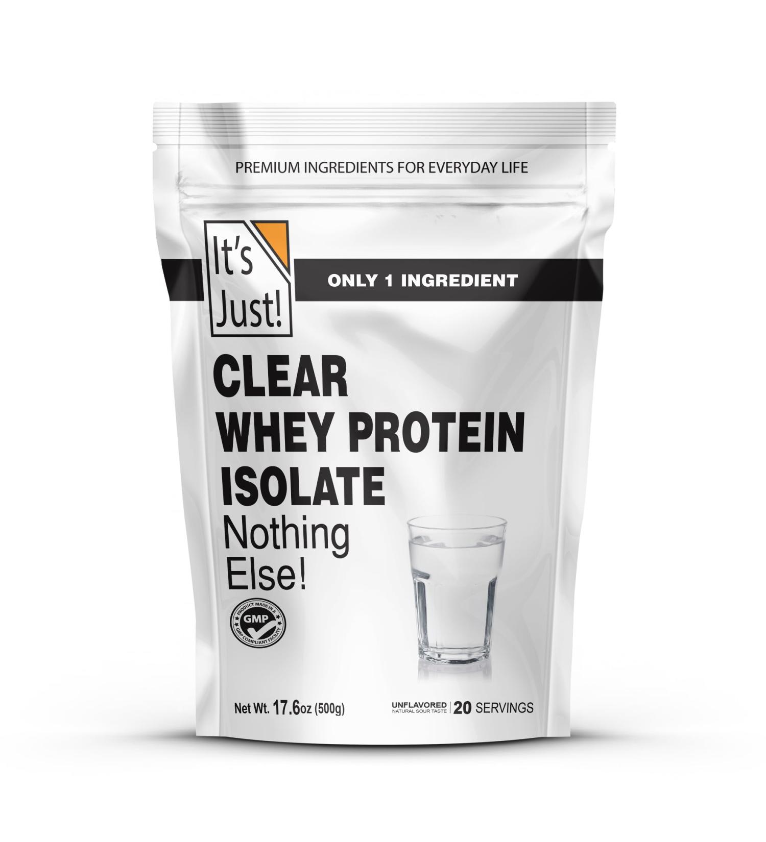 It's Just! - Clear Whey Isolate WPI-90 Zero Carbs Protein Powder No Added Flavors Heavy Metal Tested Gluten Free Non-GMO (17.6 Ounce (Pack of 1) Unflavored) Unflavored 1.1 Pound (Pack of 1) - Buy Online on GoSupps.com