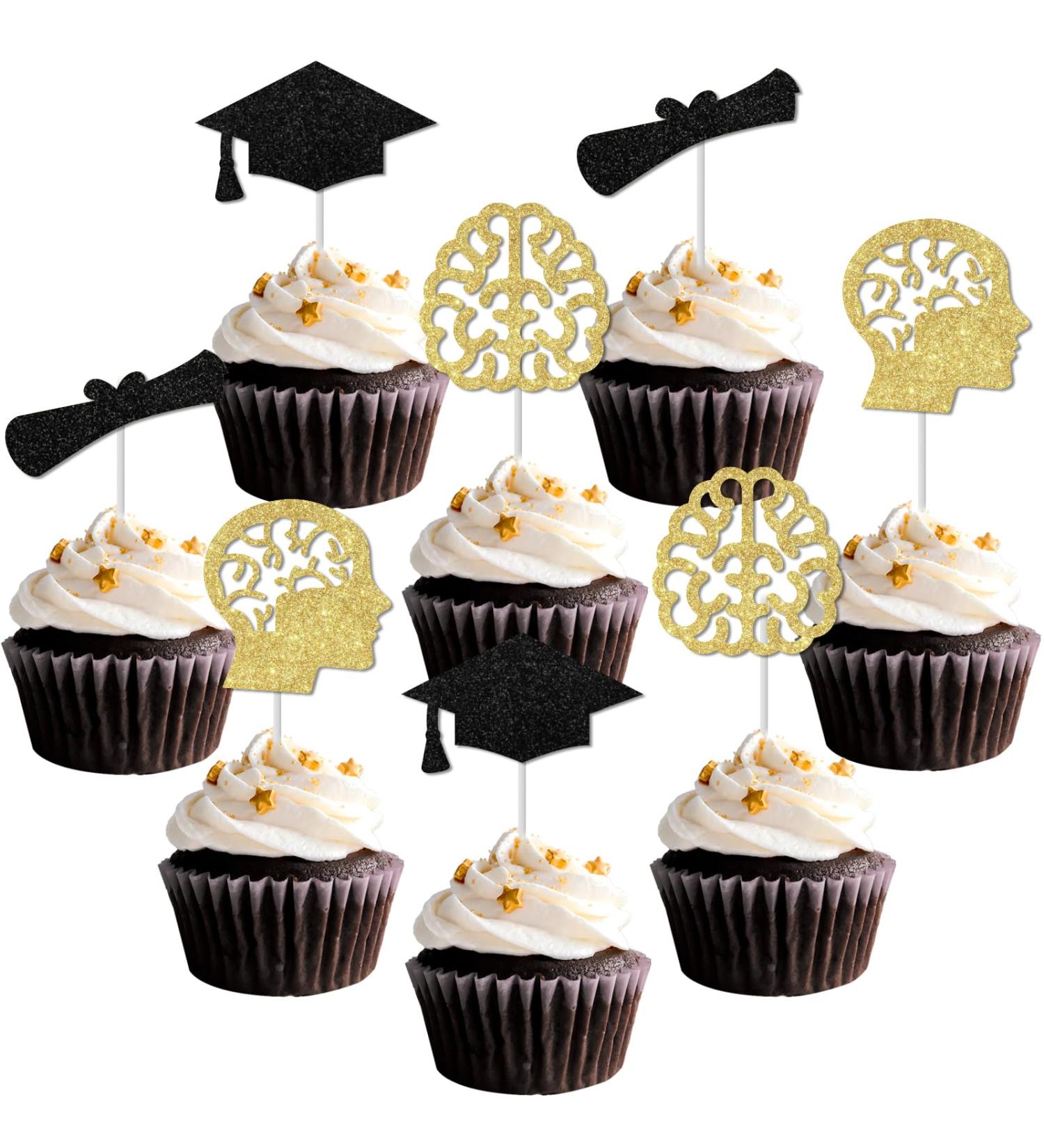 kreat4joy 24pcs Brain Graduation Cupcake Toppers Neurologist Graduation Congrats Grad Party Decor Neurology Party Decorations for Neuroscience Cake Decorations - Buy Online on GoSupps.com