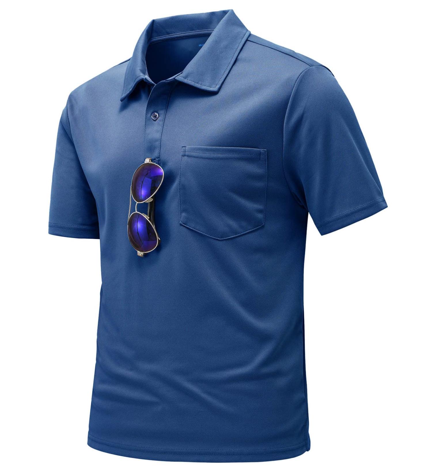 TBMPOY Men's Quick Dry Polo Shirt with Pocket - Dark Grey Blue - XX-Large - Buy Online on GoSupps.com