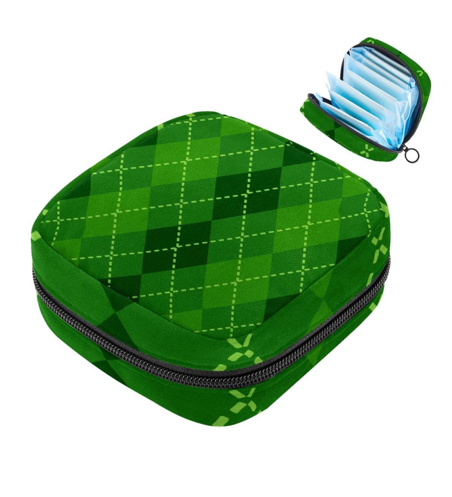 Buy Women's St. Patrick's Day Green Plaid Binding Bags | Multi-Use Tampon Storage Bags with Pockets - International Shipping Available - Buy Online on GoSupps.com