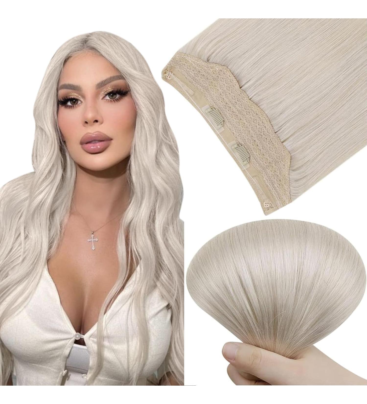 Easyouth White Blonde Fish Line Hair Extensions 12 Inch 70g Remy Human Hair #800(#1000) - Buy Online on GoSupps.com