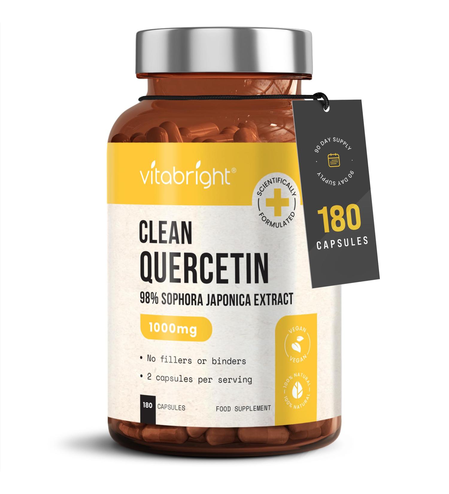 Quercetin 98% Pure 1000mg | 180 Capsules - Immunity Support | Allergy Relief | Made in UK - Buy Online on GoSupps.com