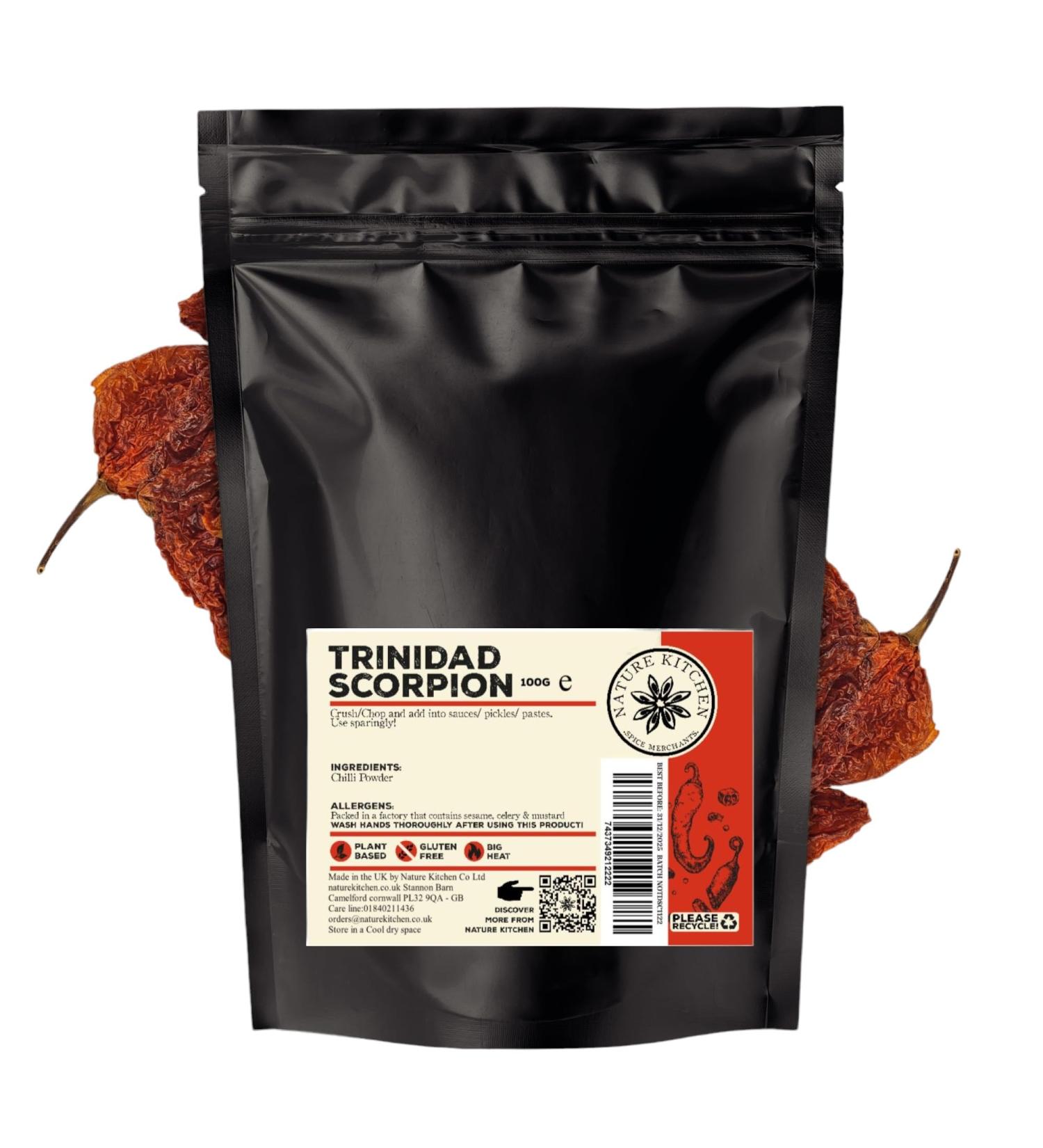 Nature Kitchen Chilli Whole Trinidad Scorpion 100G - Large Bag of Gluten-Free & Vegan Seasoning Spices for Everyday Cooking - Marinades, Sauces, Frying, Baking, Grilling - Buy Online on GoSupps.com