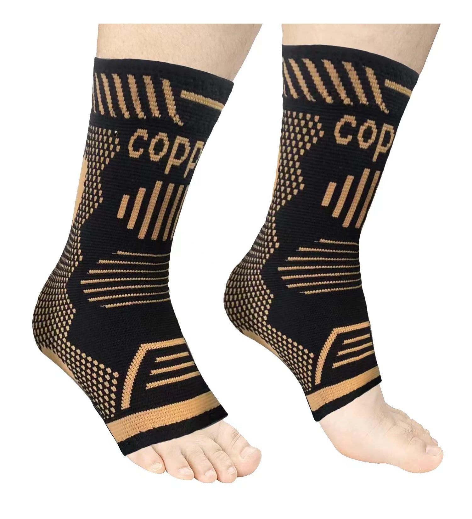 Copper Ankle Brace Support for Men & Women - XL Gold 2 | Compression Sleeve Socks for Ankle Stabilization and Injury Prevention - Ideal for Sprains, Swelling, Achilles Tendonitis - Sport Ready (Pair) - Buy Online on GoSupps.com