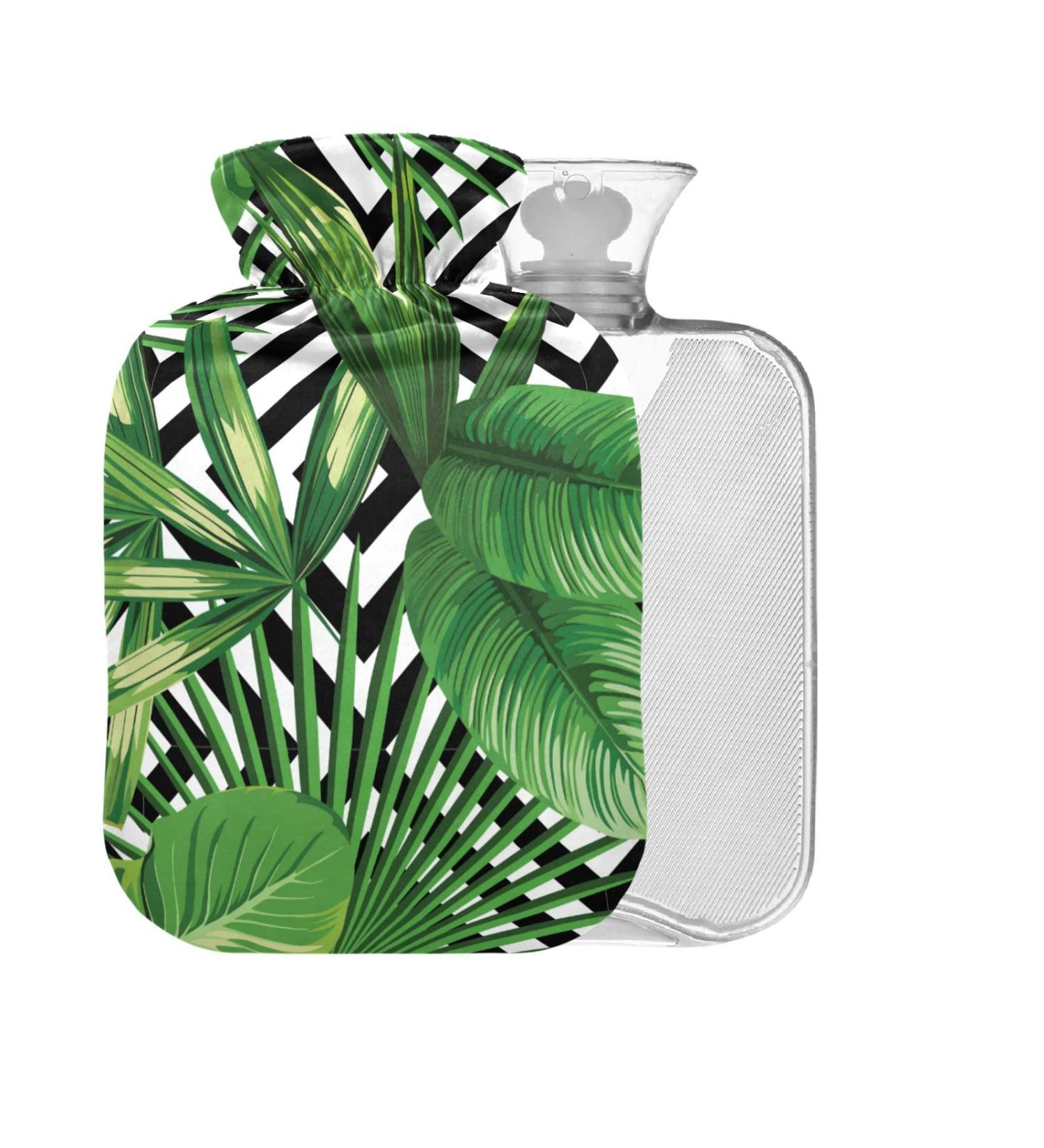 Exotic Jungle Palm Leaves Hot Water Bottle with Cover | 1L Pain Relief & Therapy Bag | BPA-Free Warm-Up Solution - Buy Online on GoSupps.com