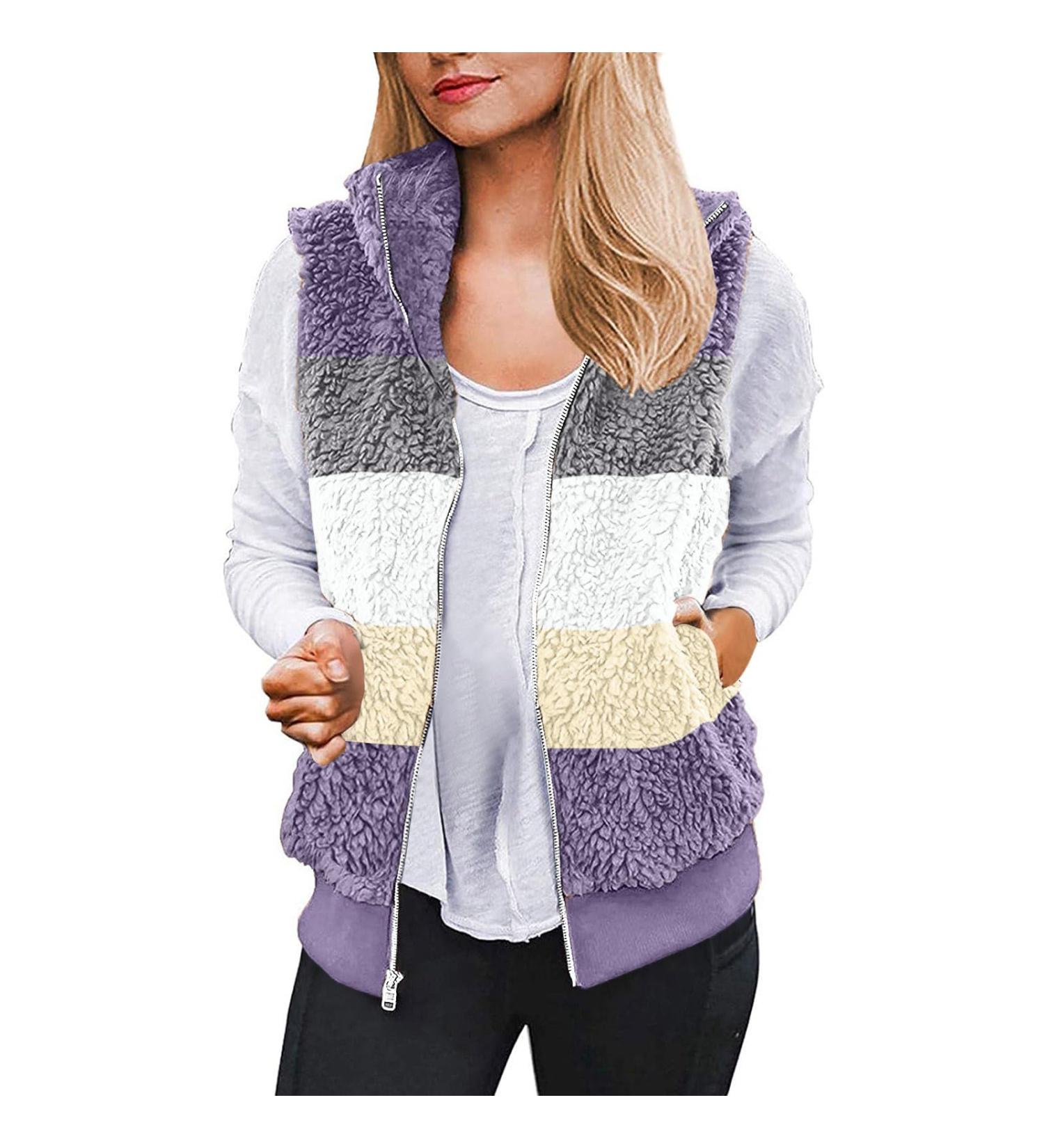 Yihaojia Women's Polar Fleece Zip Vest Outerwear with Pockets Warm Sleeveless Coat Vest for Fall & Winter Purple#79 X-Large - Buy Online on GoSupps.com