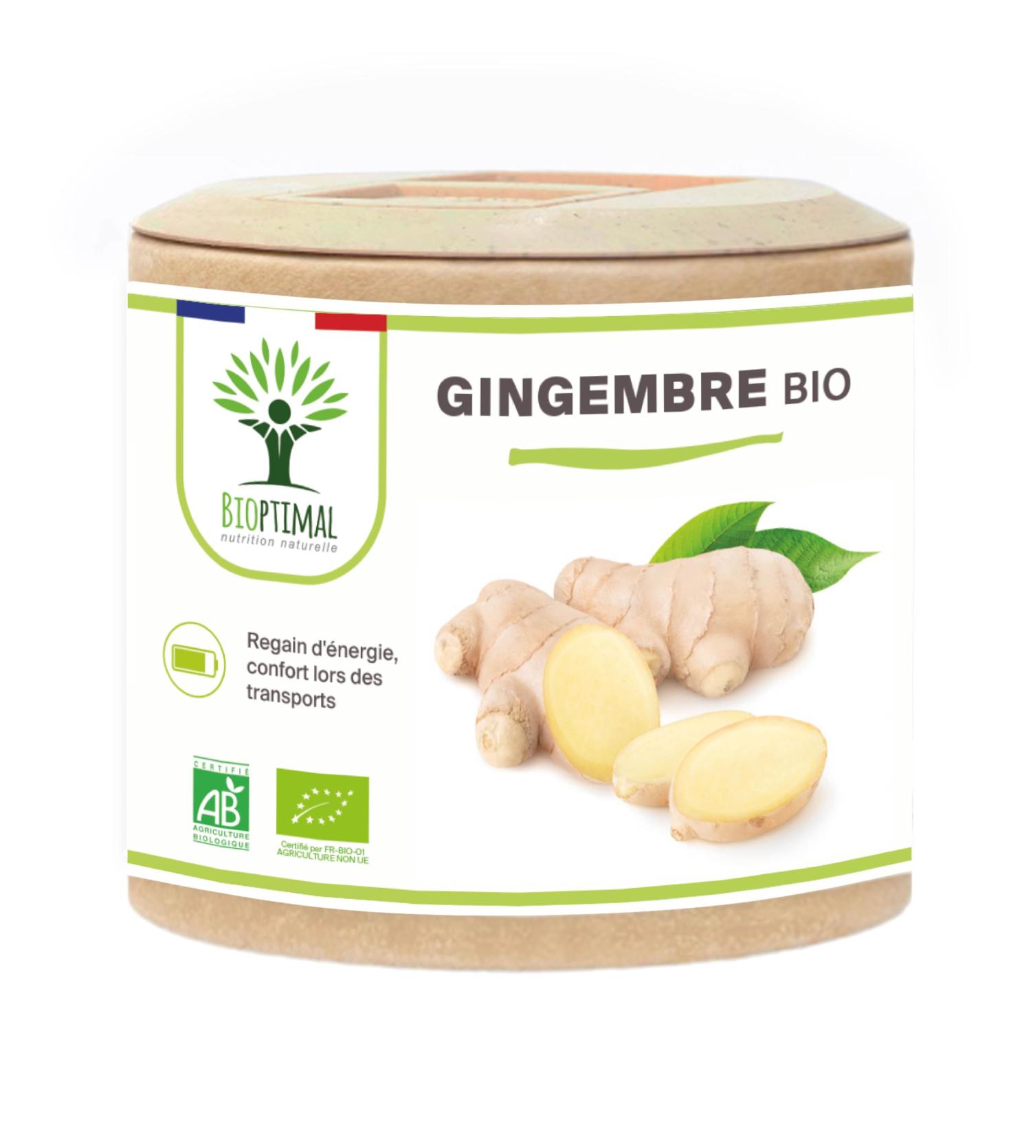 Gingembre Bio - Bioptimal - Compl ment alimentaire - Energie Mal des transports Digestion Sexualit - Poudre de Racine - 270 mg par G lule - Fabriqu en France - Certifi par Ecocert - 60 g lules 60 unit (Lot de 1) - Buy Online on GoSupps.com