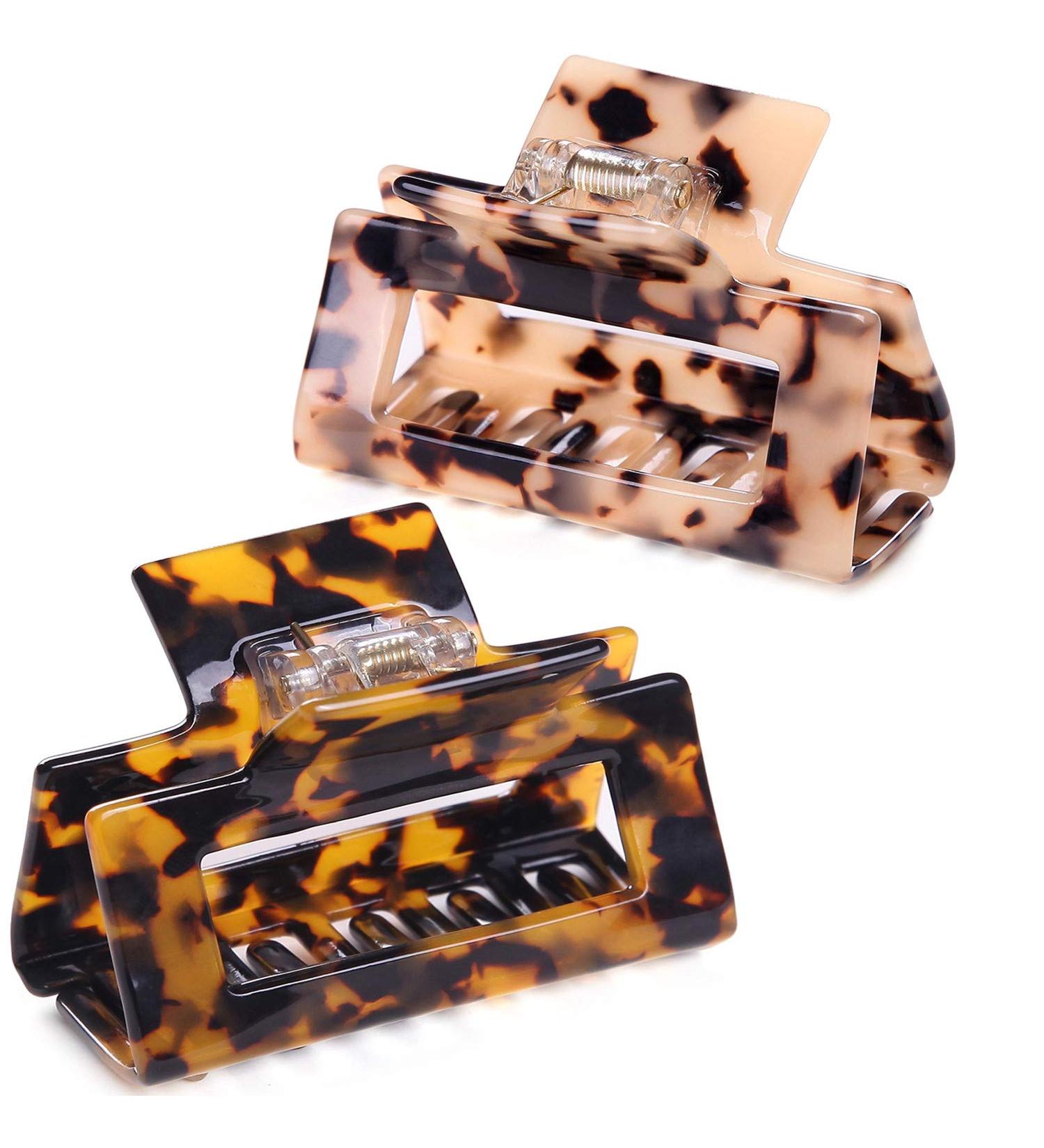 Pack of 2 Cut-Out Hair Claw Clips Medium Hair Claw for Thick and Fine Hair 7 cm Celluloid Hair Clips Hair Gripper Women Medium Hair Claw Clips for Hair 2 Colours Tortoise Shell Ivory - Buy Online on GoSupps.com