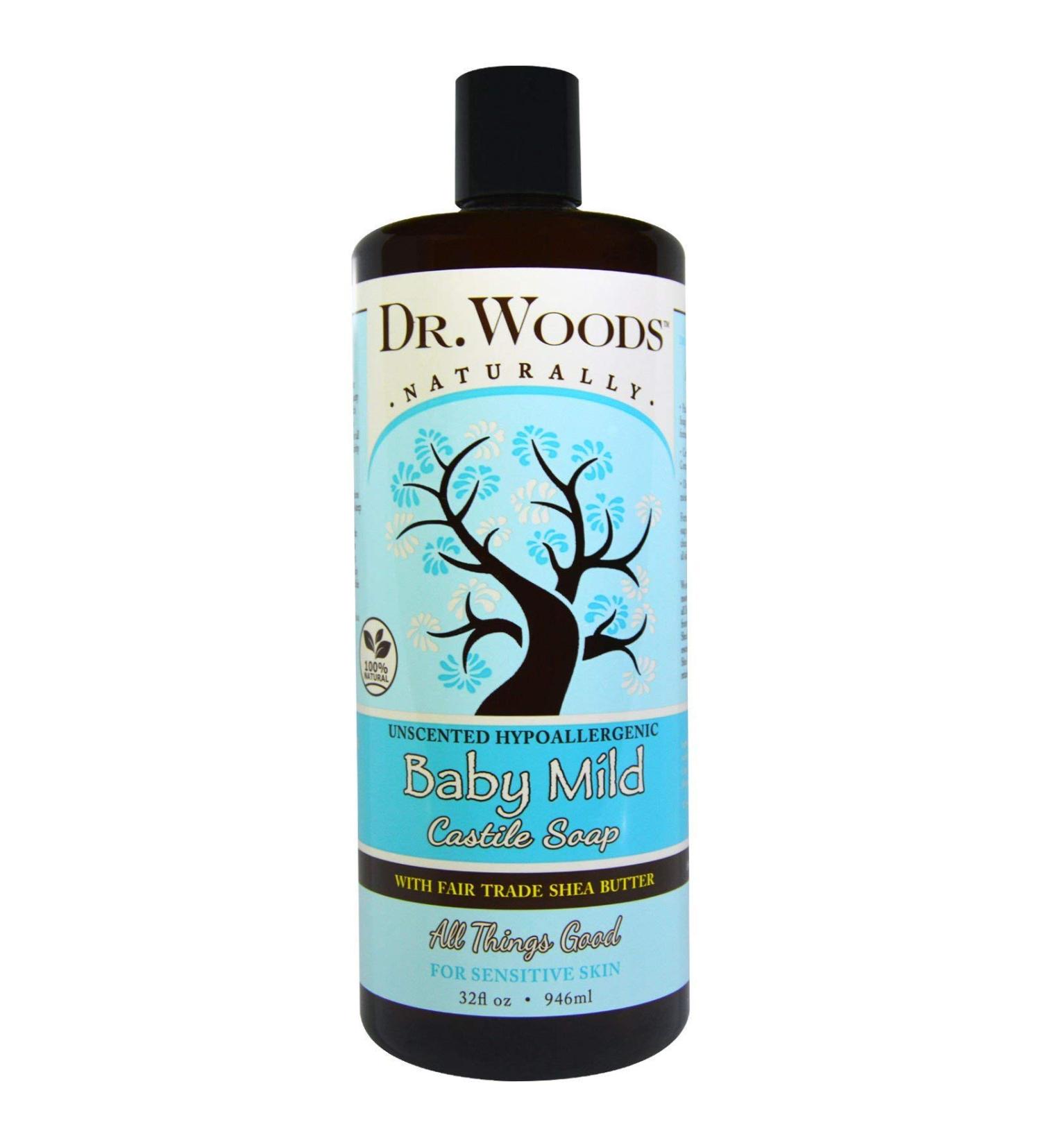 Dr. Woods Baby Mild Castile Soap with Fair Trade Shea Butter Unscented 32 fl oz (946 ml)