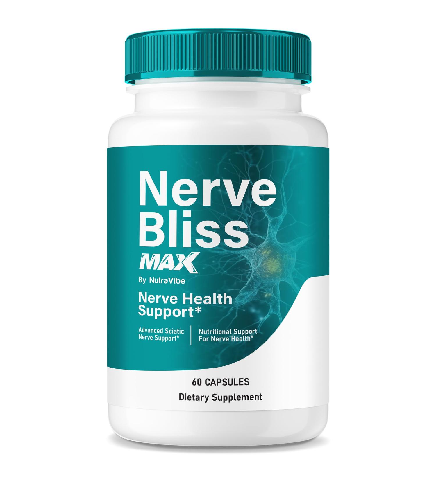 Nerve Bliss Max Official Nervebliss for Neuropathy Capsules with a Natural Blend for Daily Comfort and Overall Nerve Health Support Just 2 Easy-to-Swallow Pills a Day (60 Capsules) - Buy Online on GoSupps.com