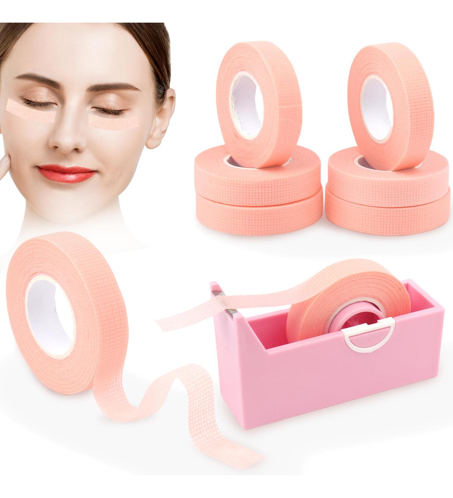 Eyelash Extension Tape Kit - Breathable Non-Woven Adhesive with Heart Shaped Cutter | 6 Pink Rolls for Ladies Makeup - Buy Online on GoSupps.com