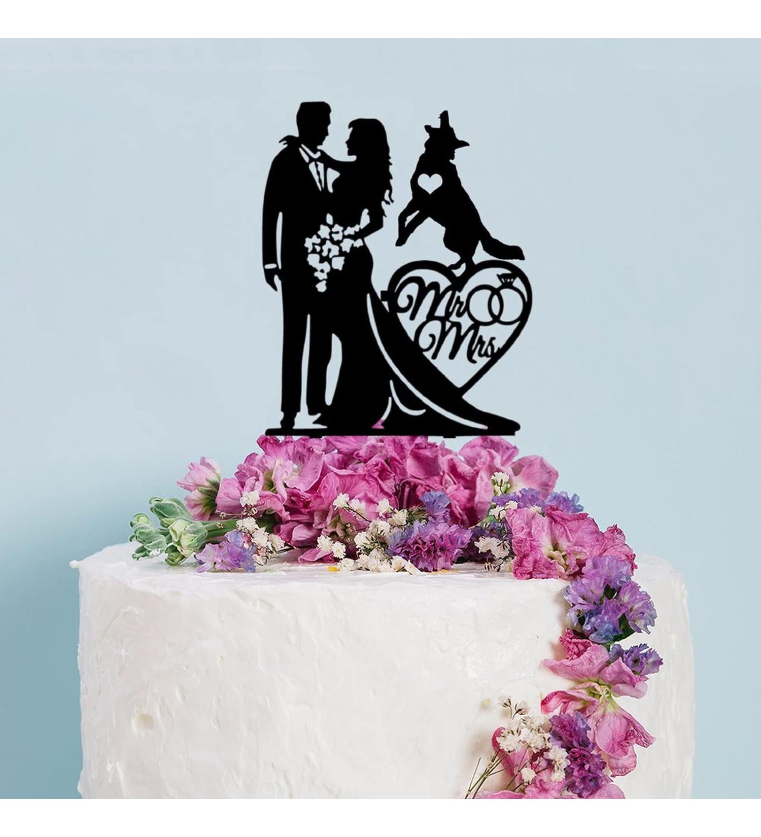 Custom Wedding Cake Topper With Dogs Bride And Groom With German Shepherd Heart Dog Cake Topper Personalized Wedding Topper Couple With Pet Cake Toppers Gift for Wedding Anniversary - Buy Online on GoSupps.com