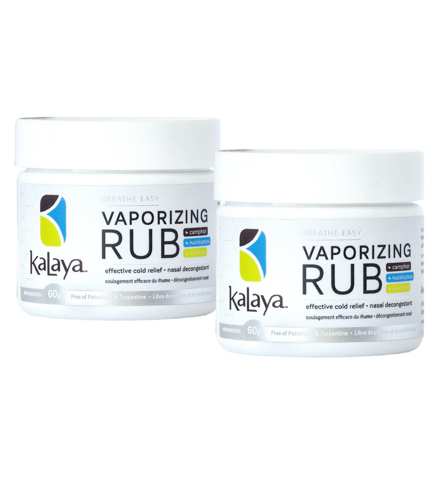 KaLaya Breathe Easy Vaporizing Rub (Pack of 2)- Nasal Decongestant Cough Suppressant Relief from Cold Aches & Pains and Chest Rub 60 g (Pack of 2) - Buy Online on GoSupps.com