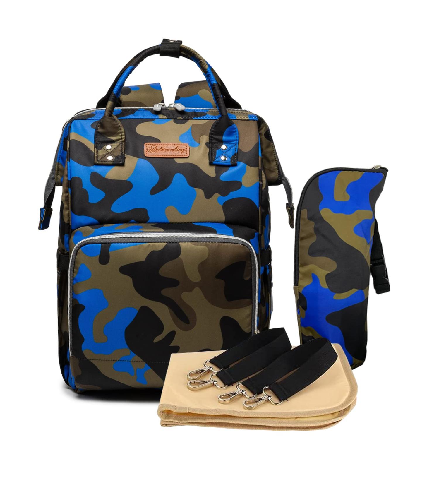 Coramy Multifunctional Mom Backpack - Waterproof Large Capacity Diaper Bag with USB Stroller Belts & Diaper Pad - Ideal for Parents | LD24 Micaiblue - Buy Online on GoSupps.com
