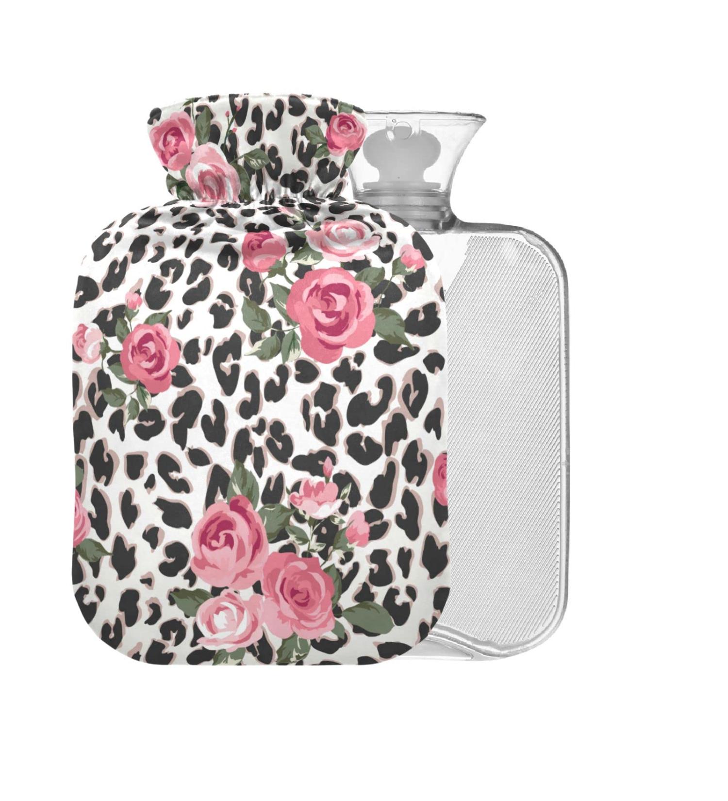 Hot Water Bottle with Cover - Leopard Print 2L Large Bag for Pain Relief & Cold Compress - International Shipping Available - Buy Online on GoSupps.com